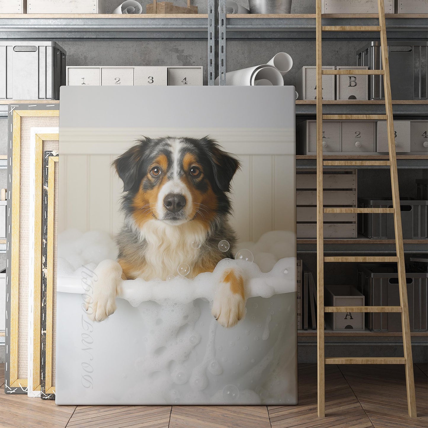 Australian Shepherd Dog Bubble Bathtub