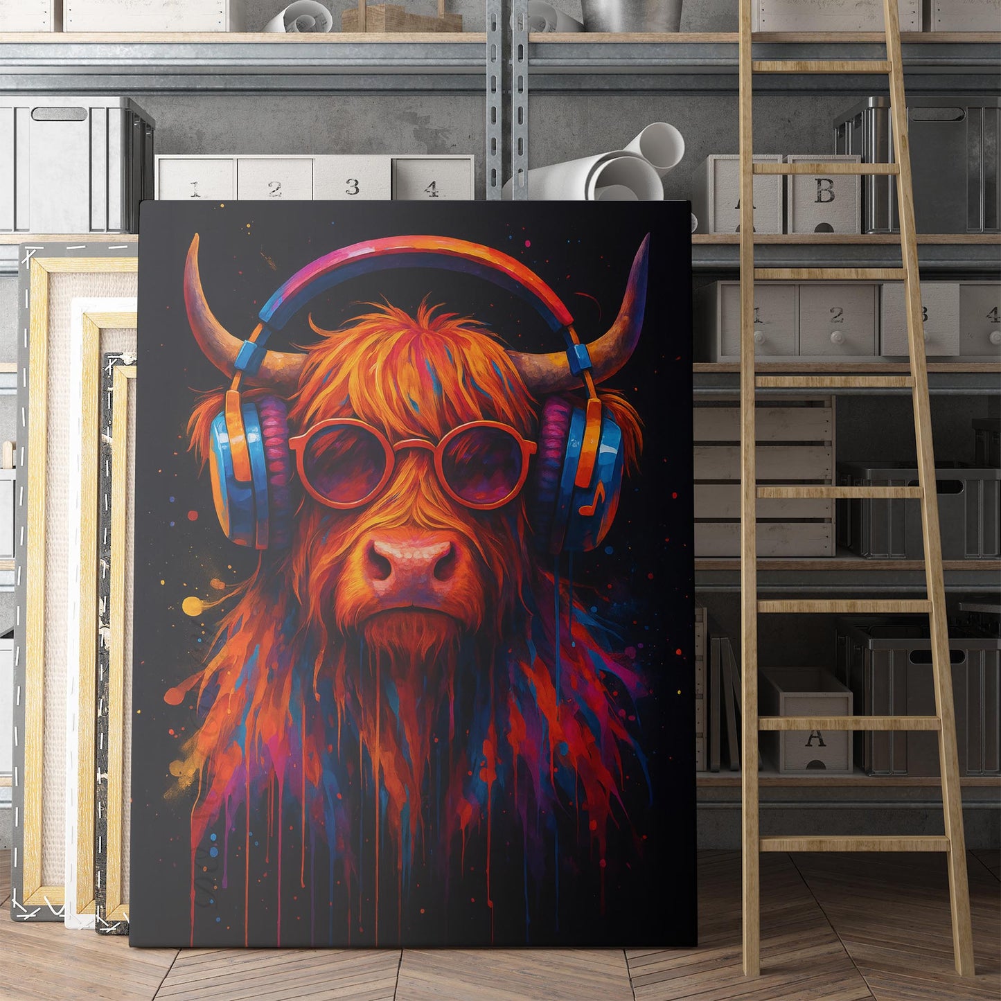 DJ Highland Cow Graffiti Banksy