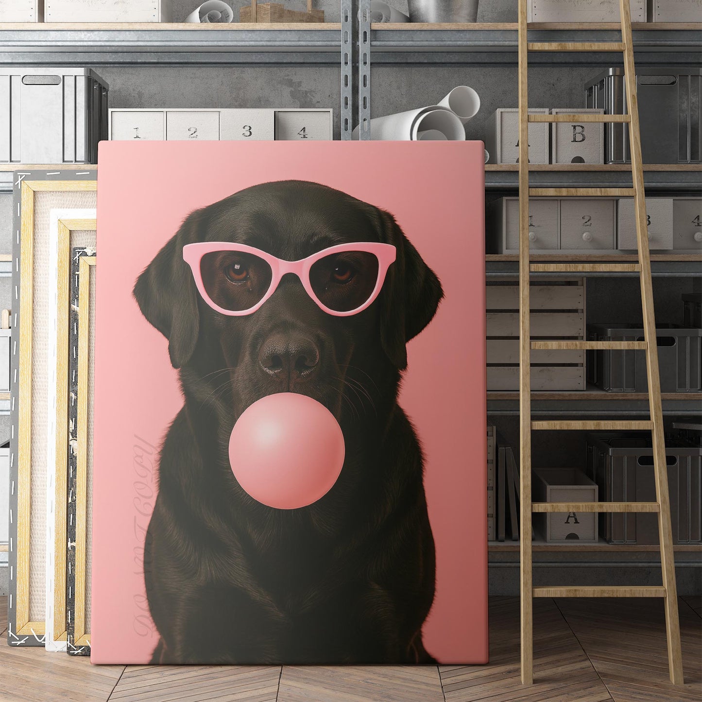 Black Labrador Dog Pink Bubble Gum Sunglasses