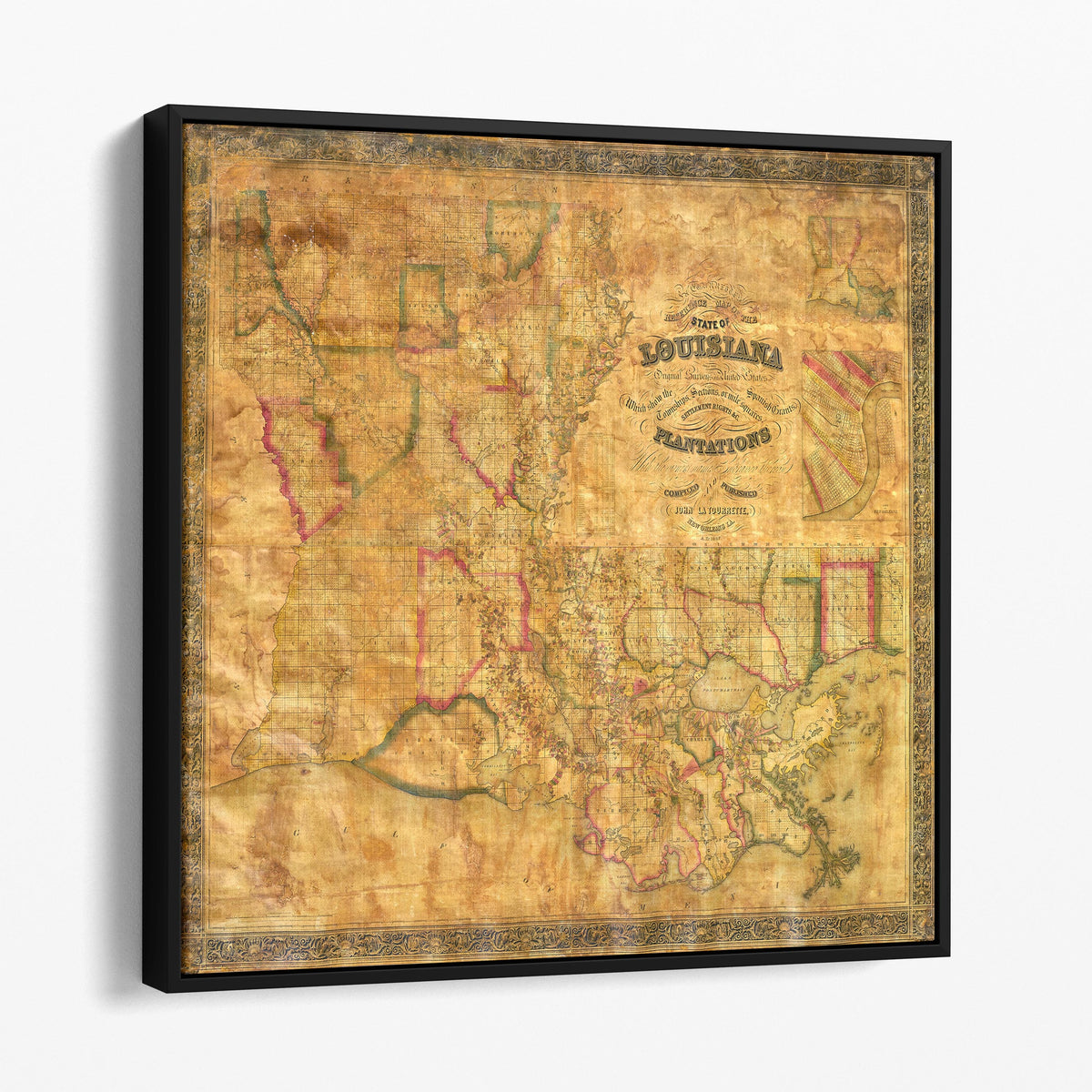 Louisiana Plantations Map 1848