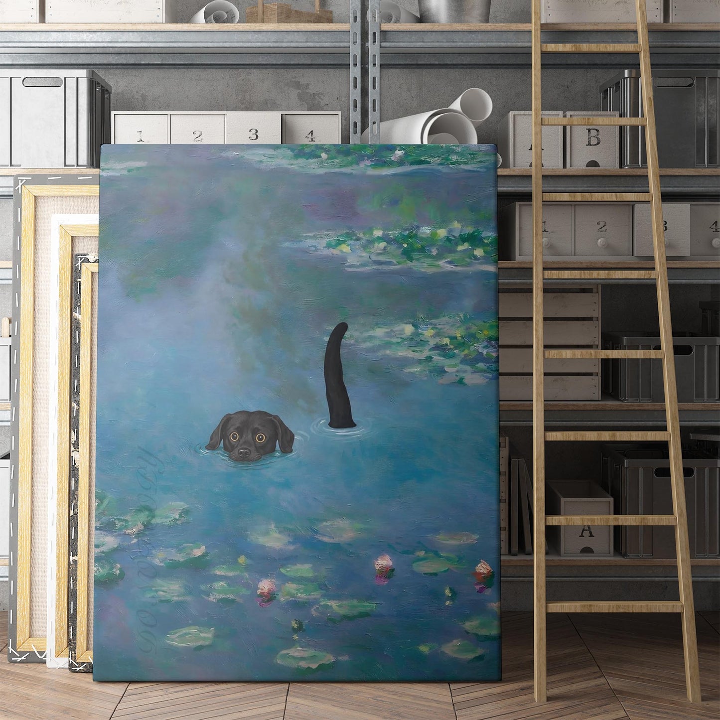 Water Lilies With Dog Claude Monet
