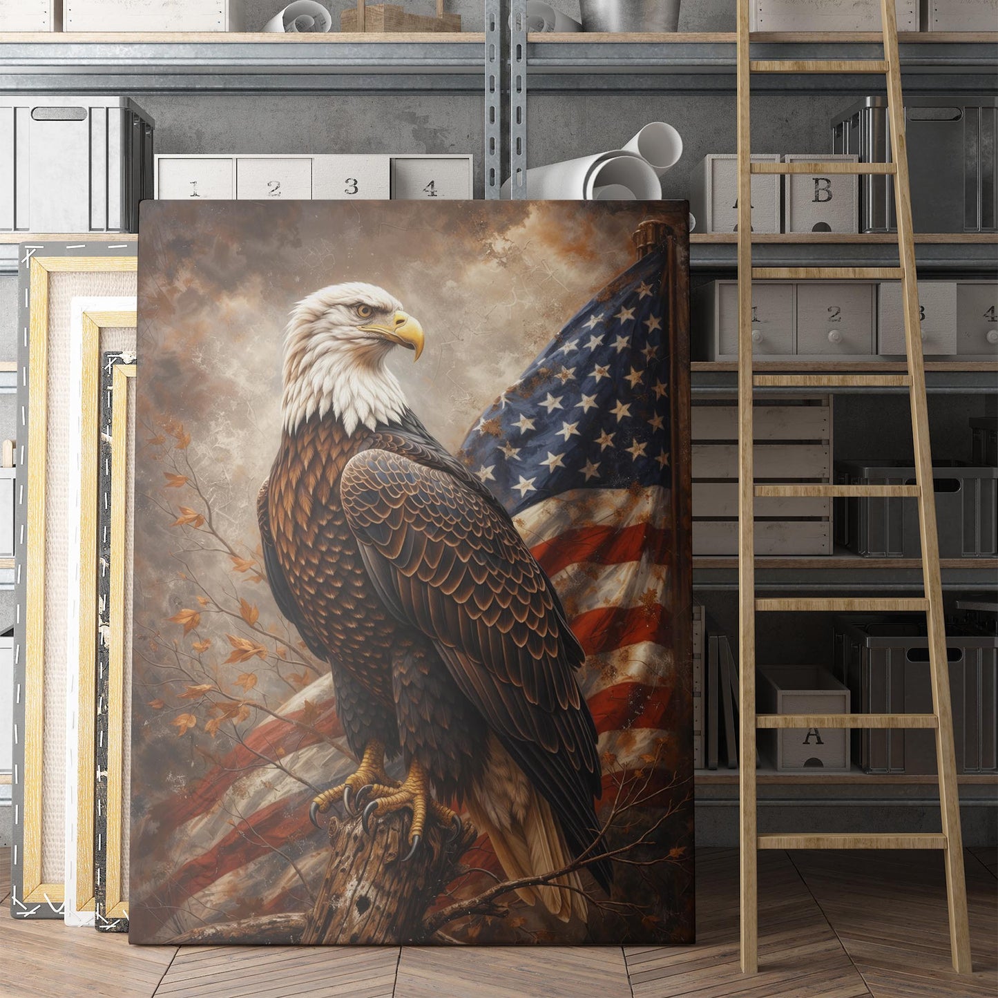 American Eagle With USA Flag