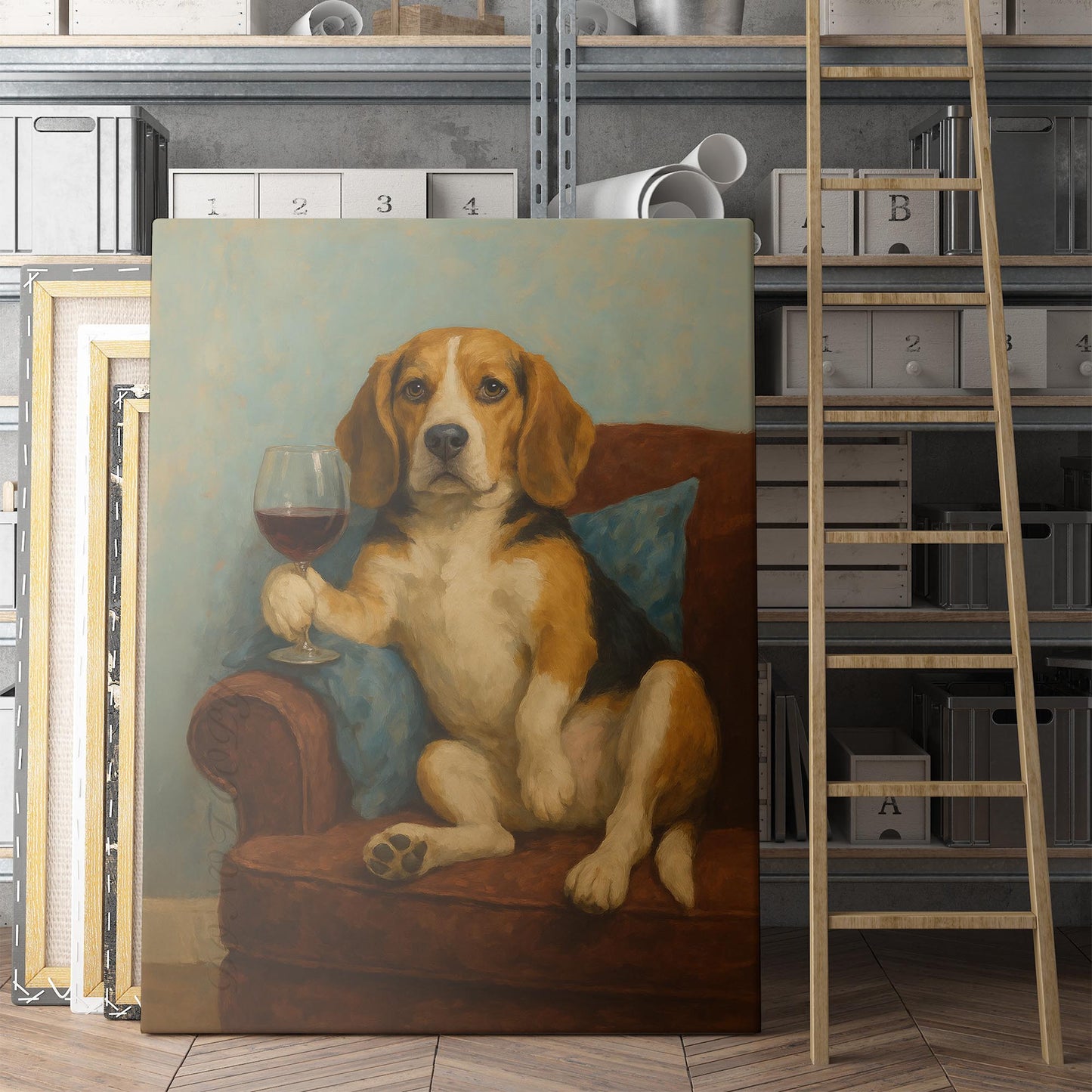 Beagle Dog With A Glass Of Wine