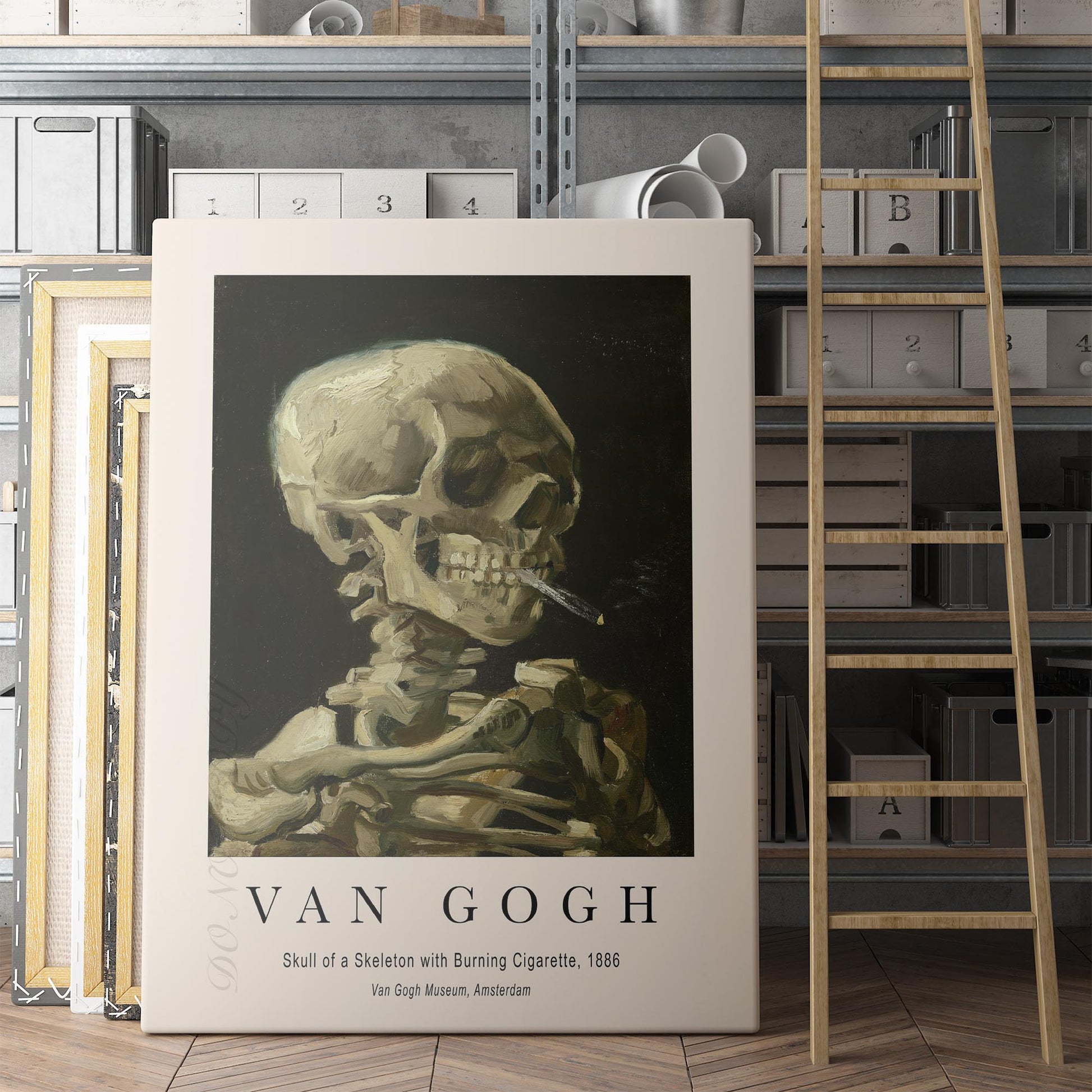 skull with cigarette van gogh OF A SKELETON BURNING HEAD 1885 PAINTING BY REPRO Vincent Van Gogh: Skull of
