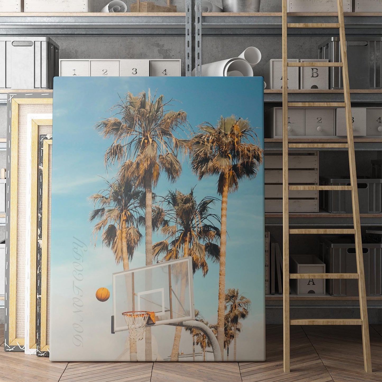 Beach Basketball With Palm Trees
