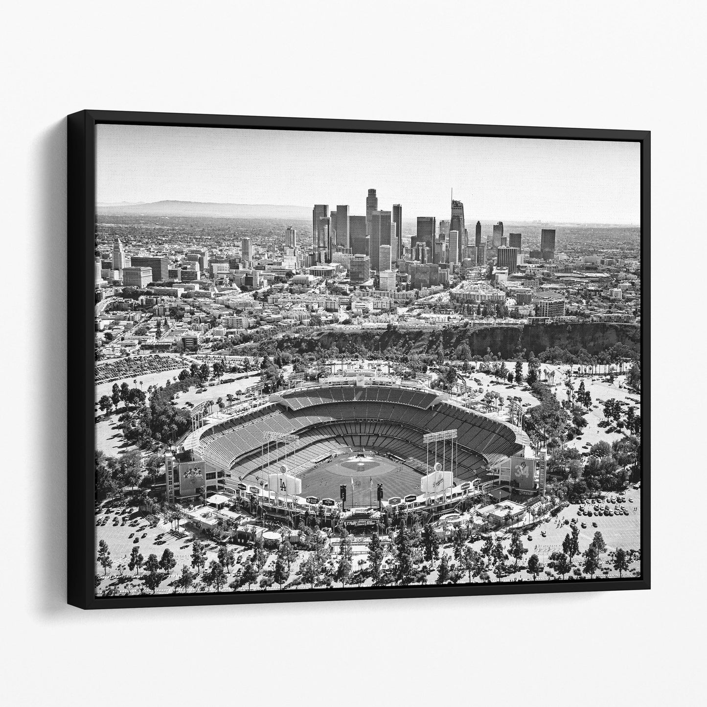 Dodger Stadium and Los Angeles Downtown