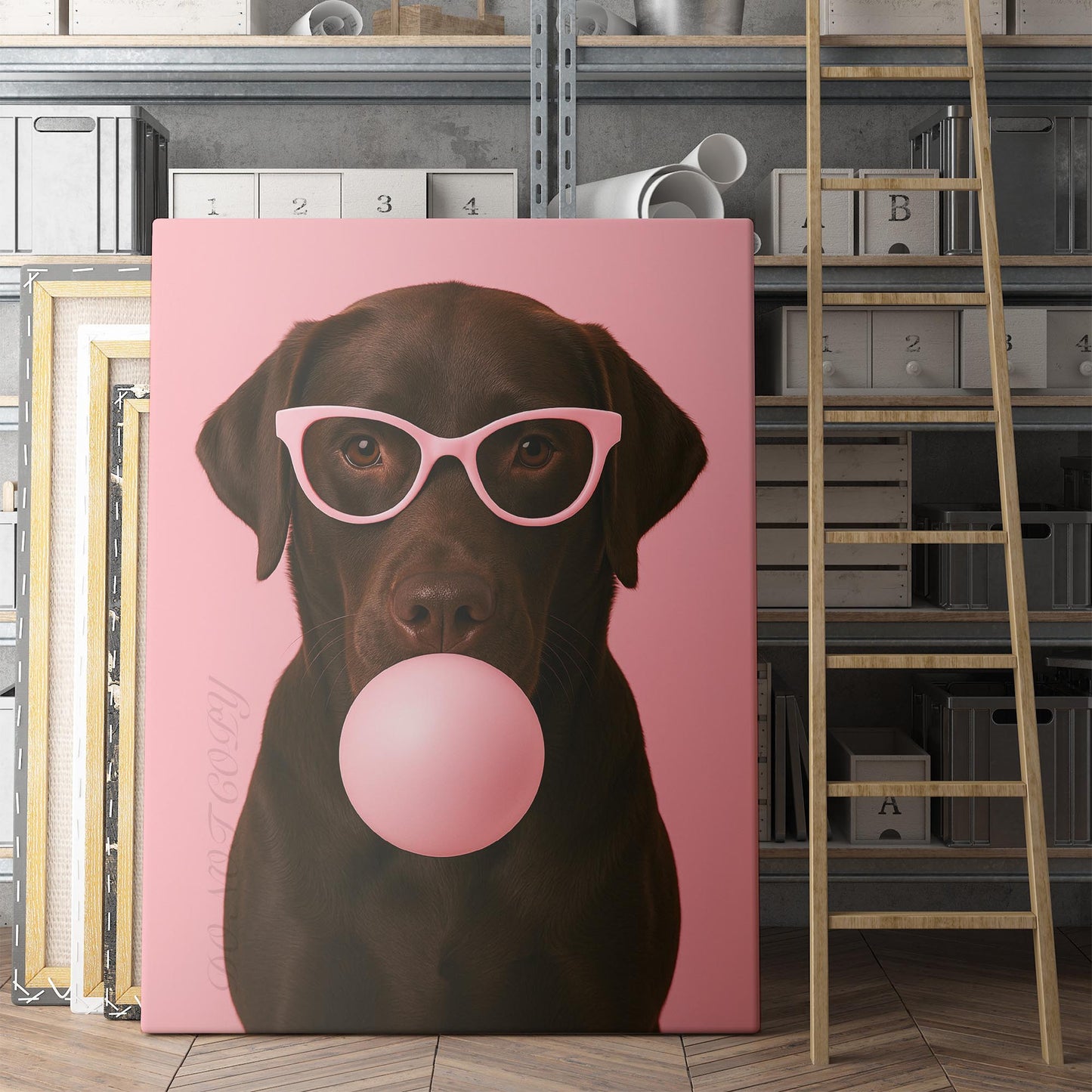 Chocolate Labrador Dog Pink Bubble Gum Sunglasses