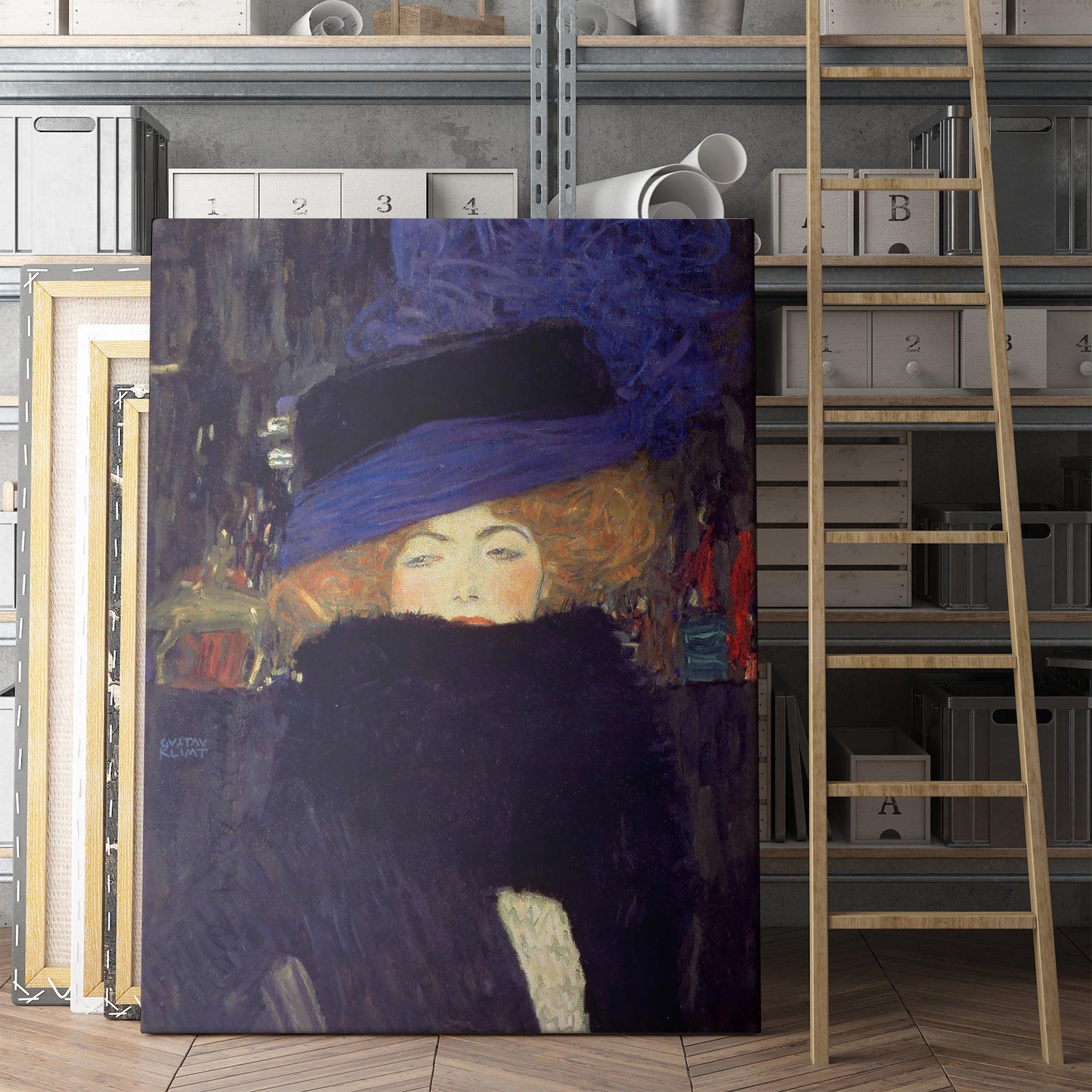 Lady With Hat And Feather Boa by Gustav Klimt