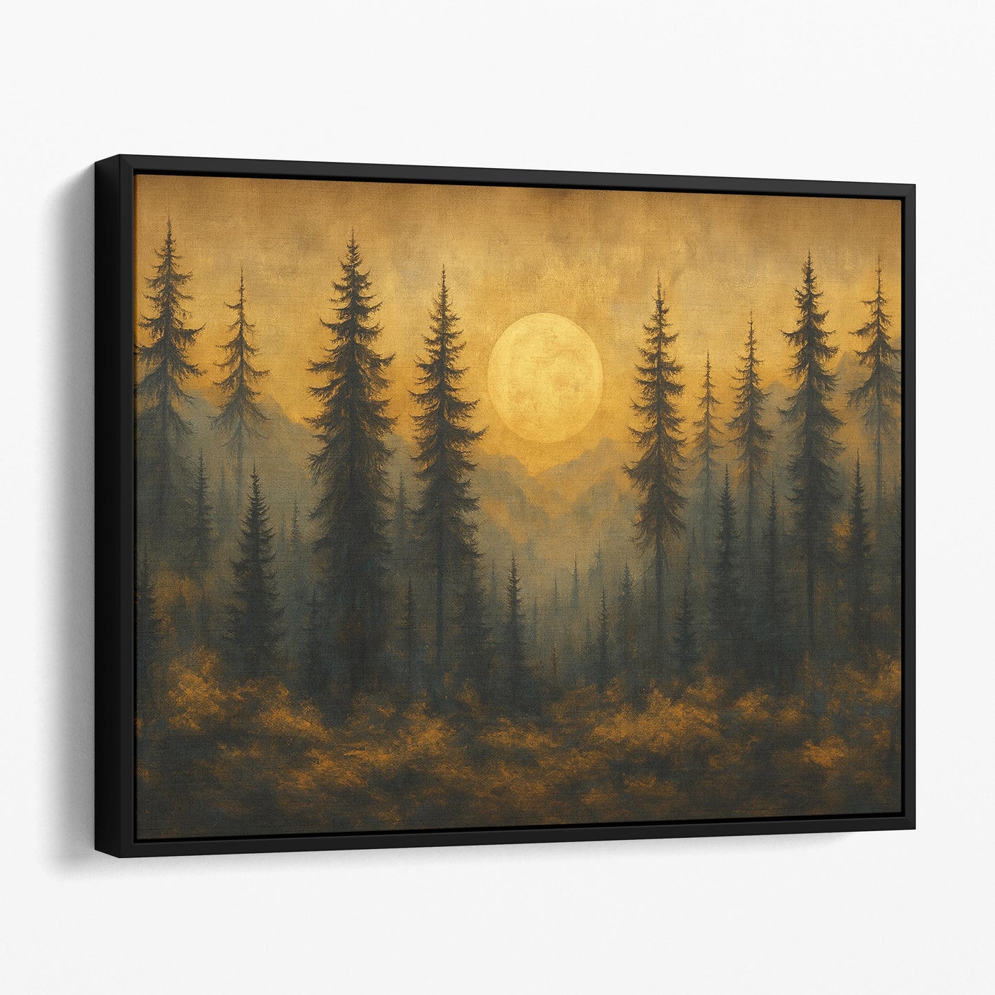 Full Moon Over Pine Forest Abstract