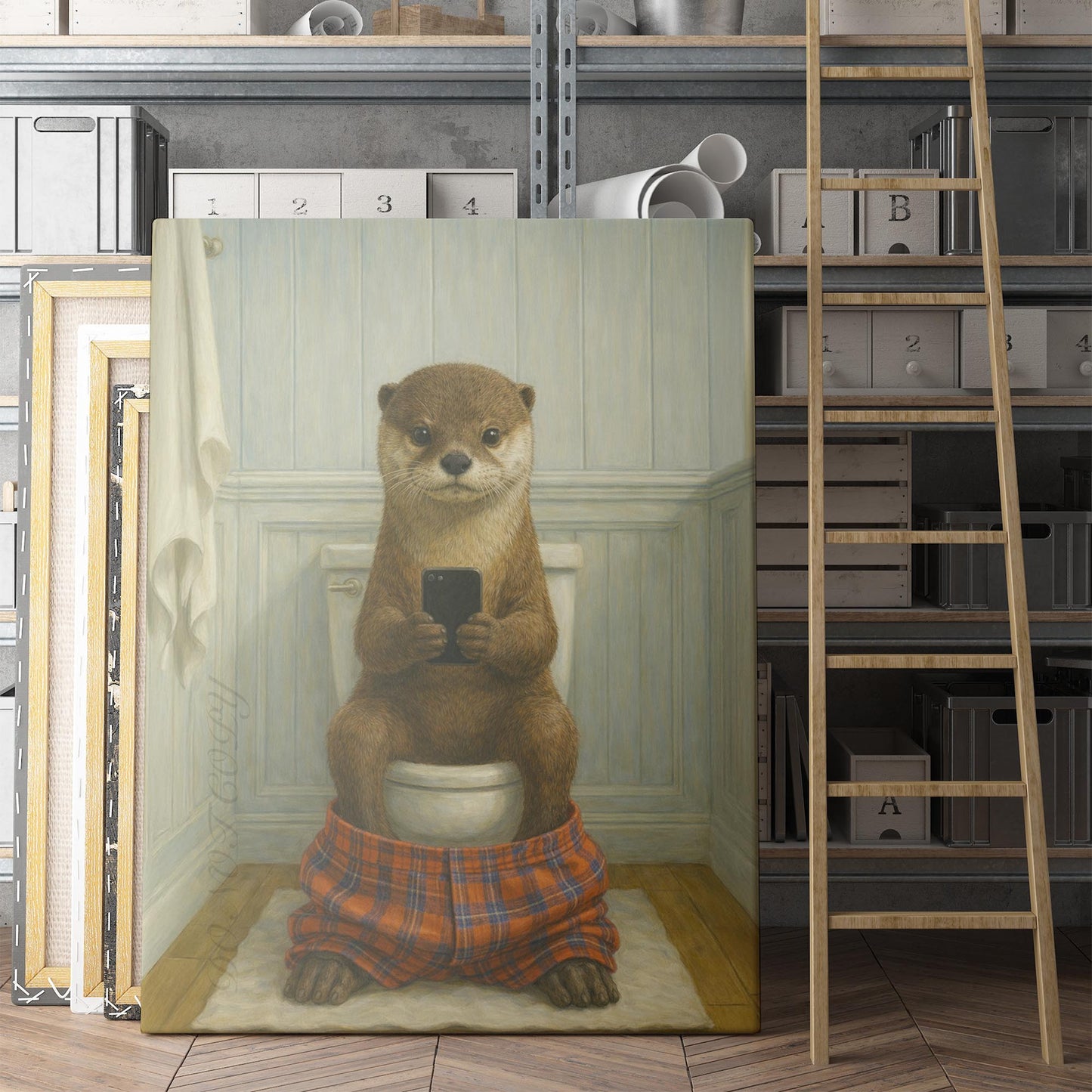 Otter On The Phone On The Toilet