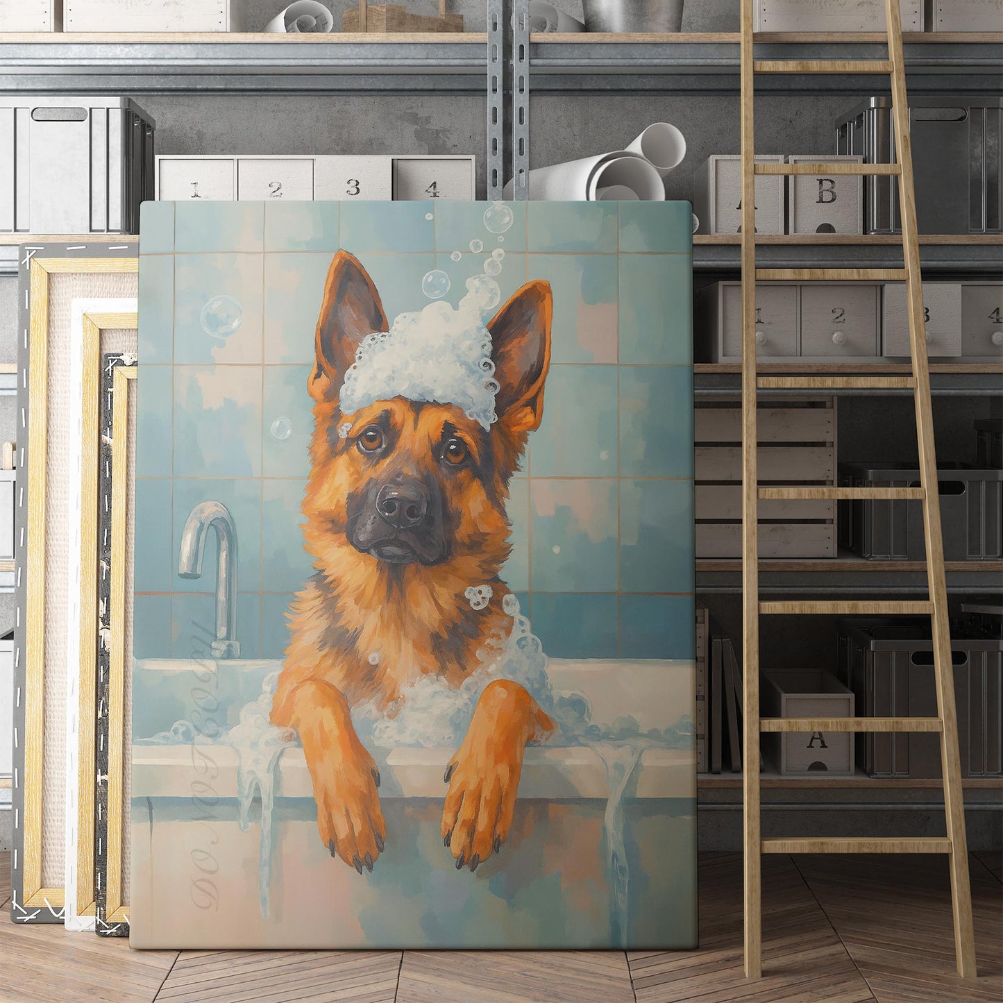 German Shepherd Dog Bathtub Bubble Bath