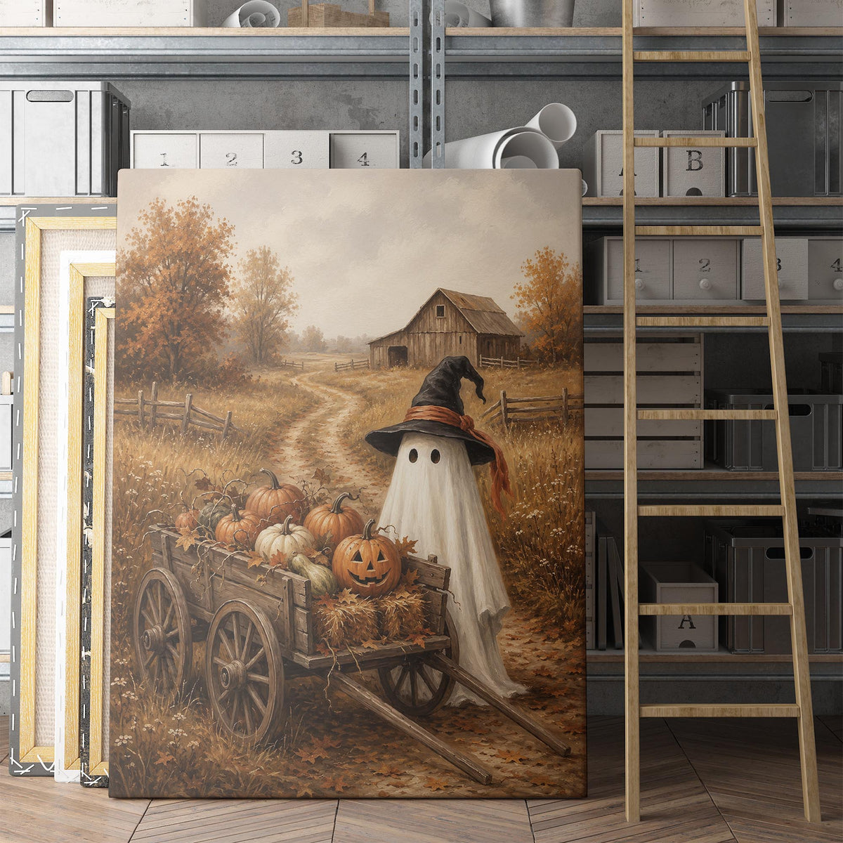 Autumn Ghost with Pumpkins