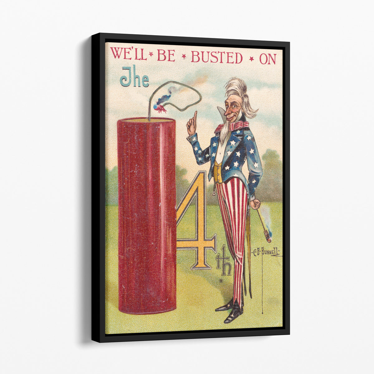 We'll Be Busted On The 4th - Uncle Sam Postcard