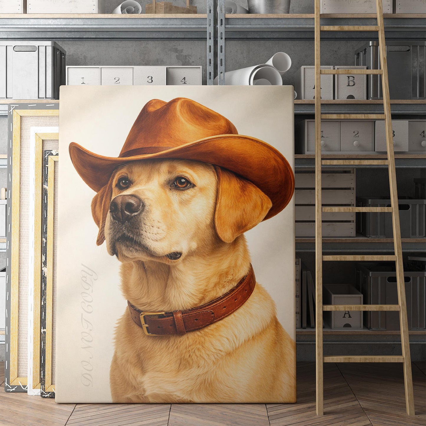 Yellow Labrador Dog Cowboy