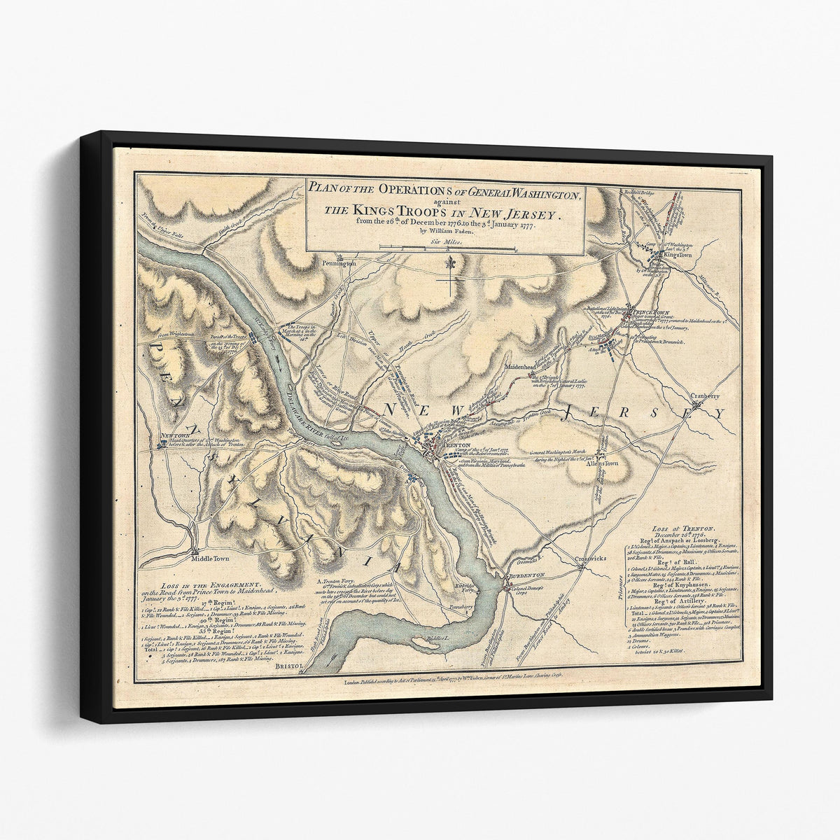 Washington's Crossing Delaware River Map