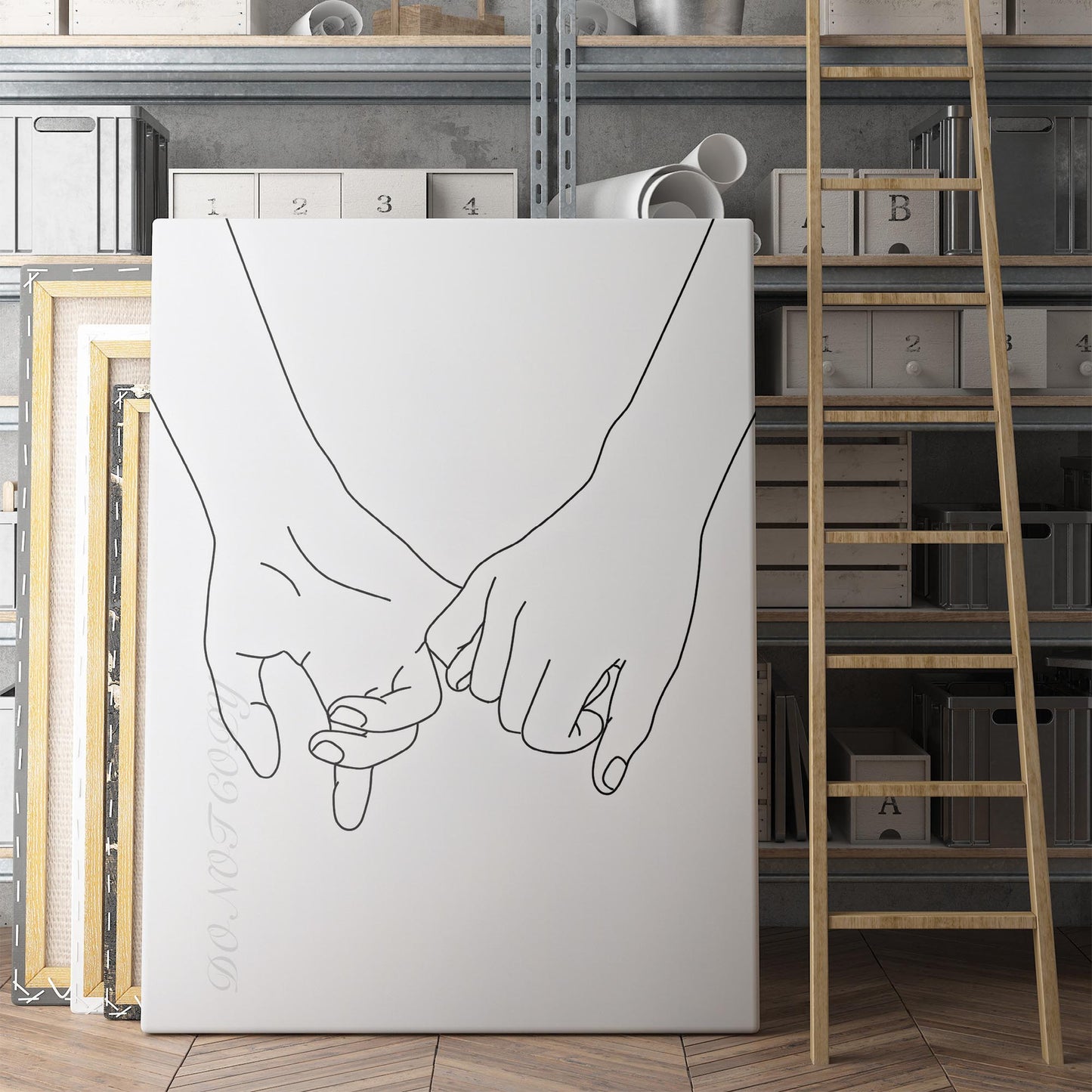 Fingers Touching Line Art