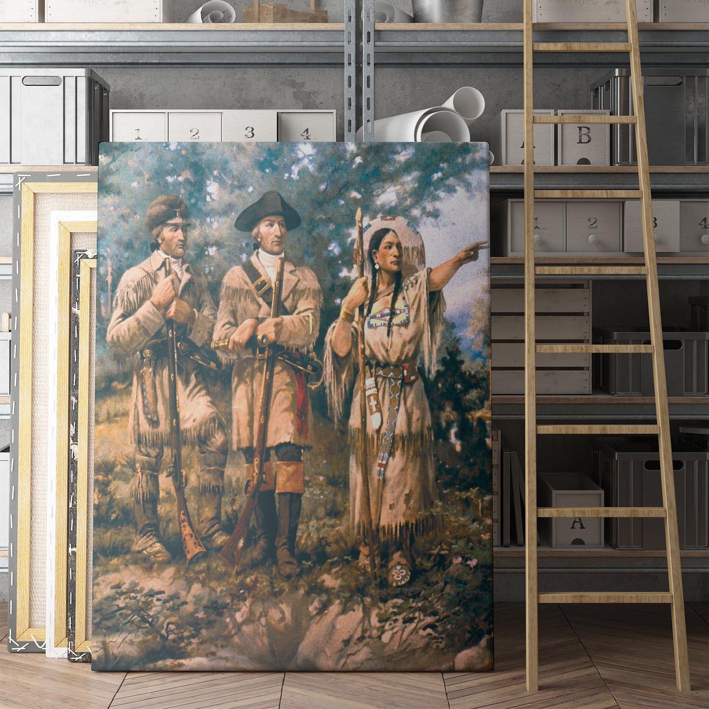 Lewis & Clark at Three Forks with Sacagawea