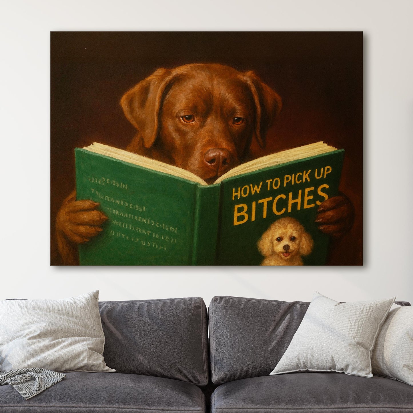 Chocolate Labrador Dog Reading Dating Book