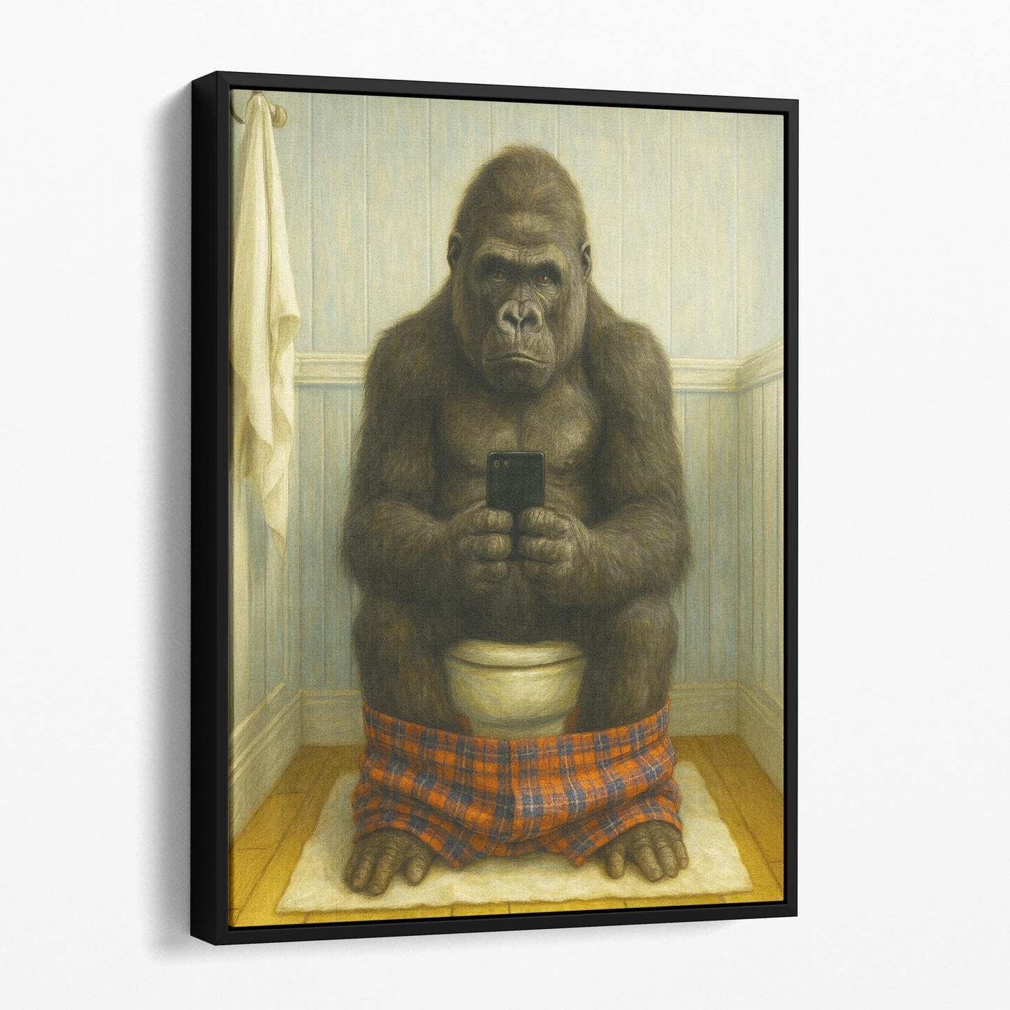 Gorilla On The Phone On The Toilet