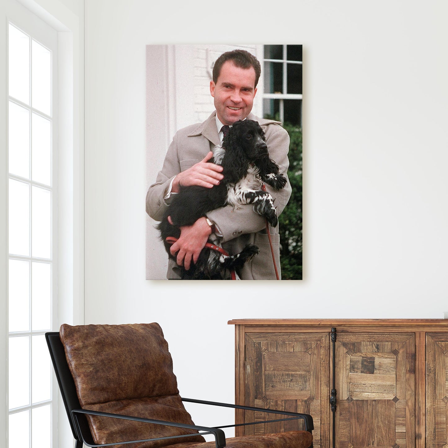 Richard Nixon With His Dog Checkers