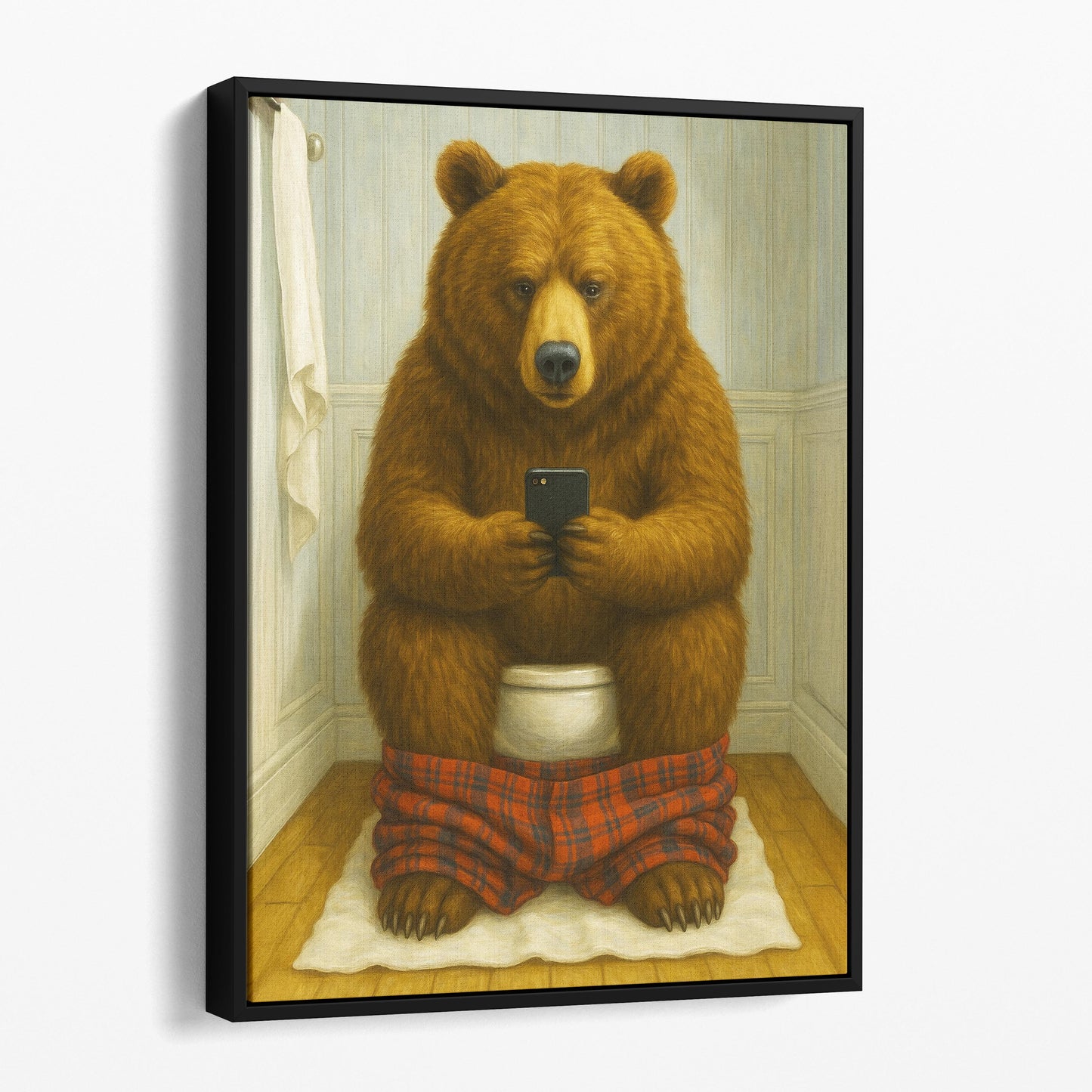 Brown Bear On The Phone On The Toilet