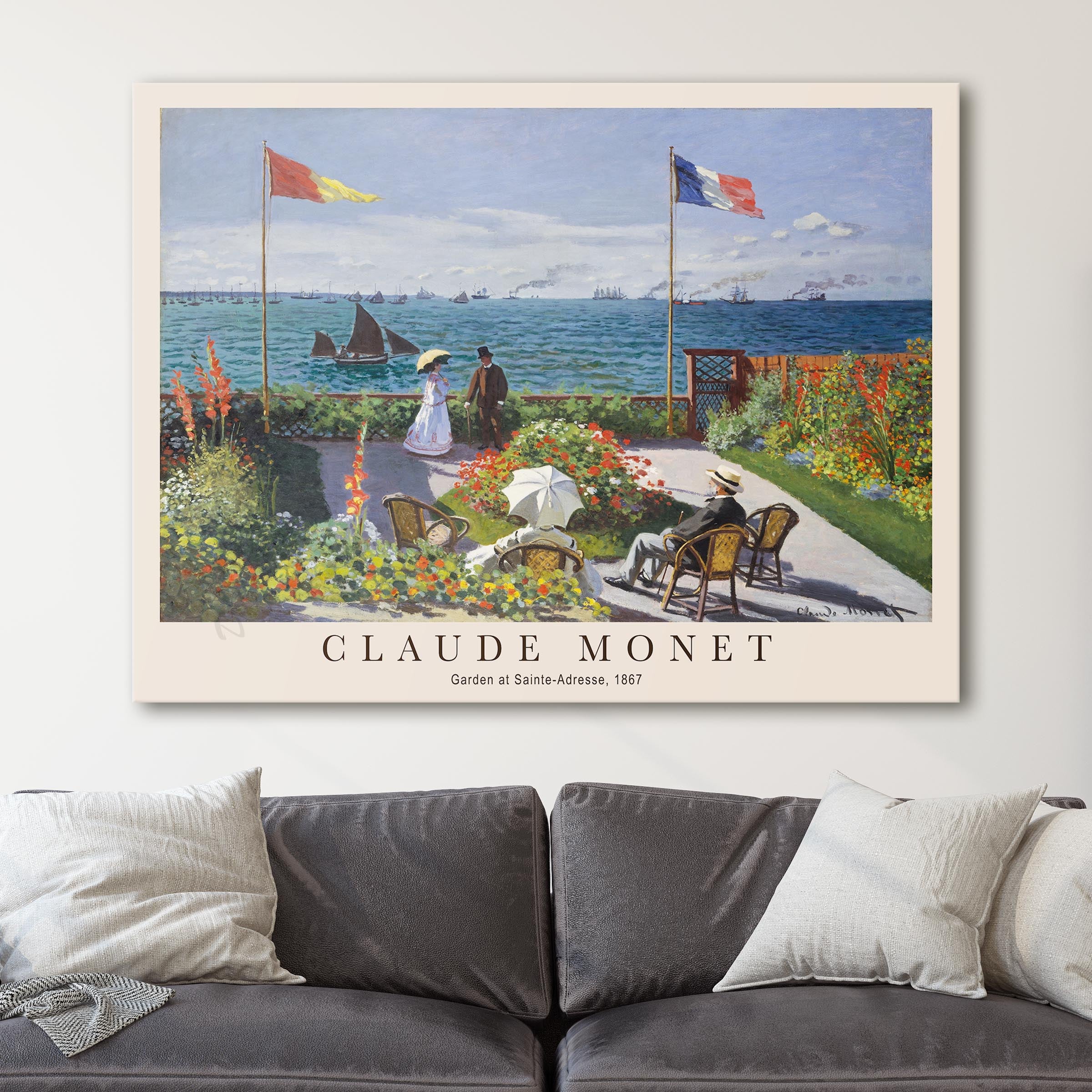 Claude Monet Garden at Sainte-Adresse Canvas Wall Art Prints – Big