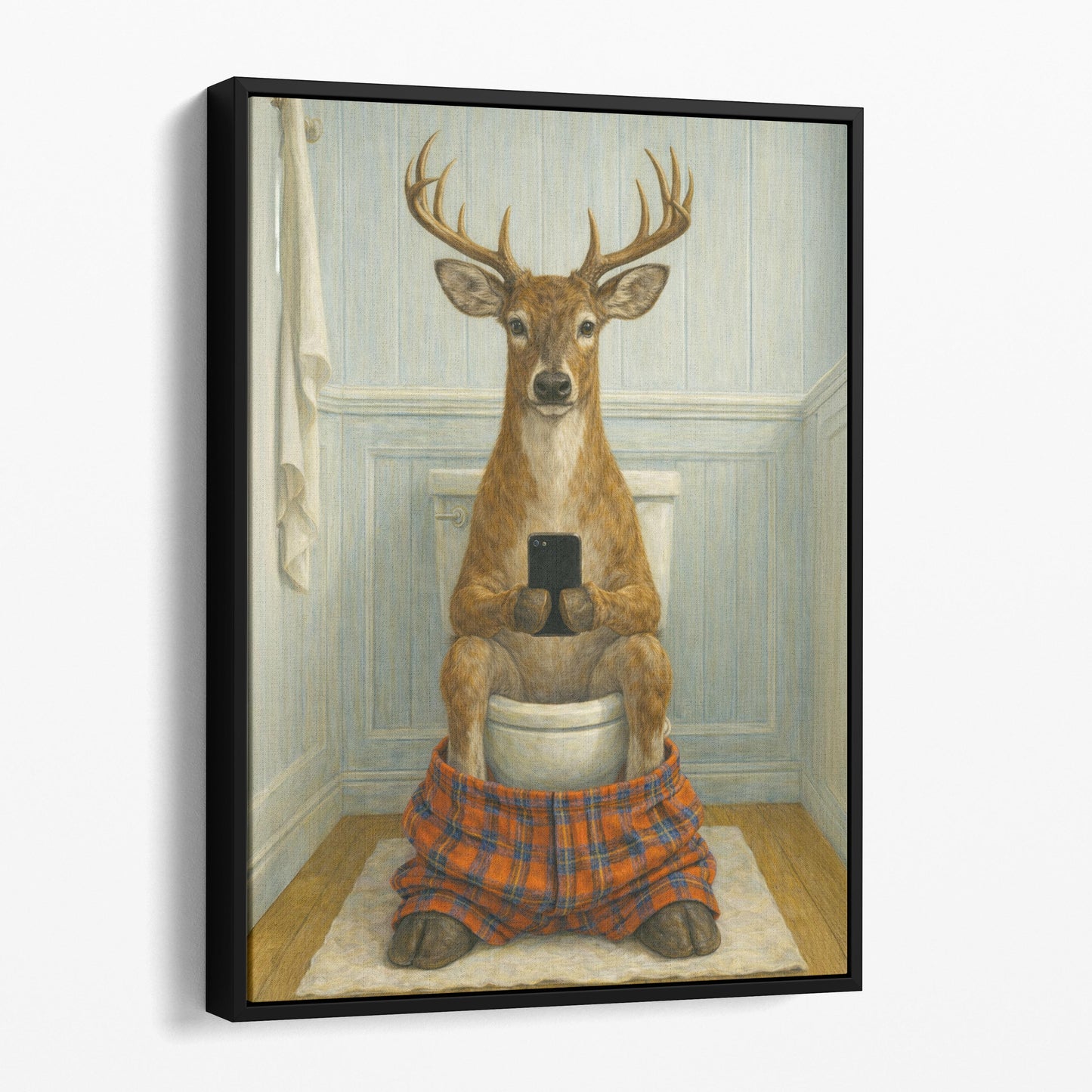 Deer On The Phone On The Toilet