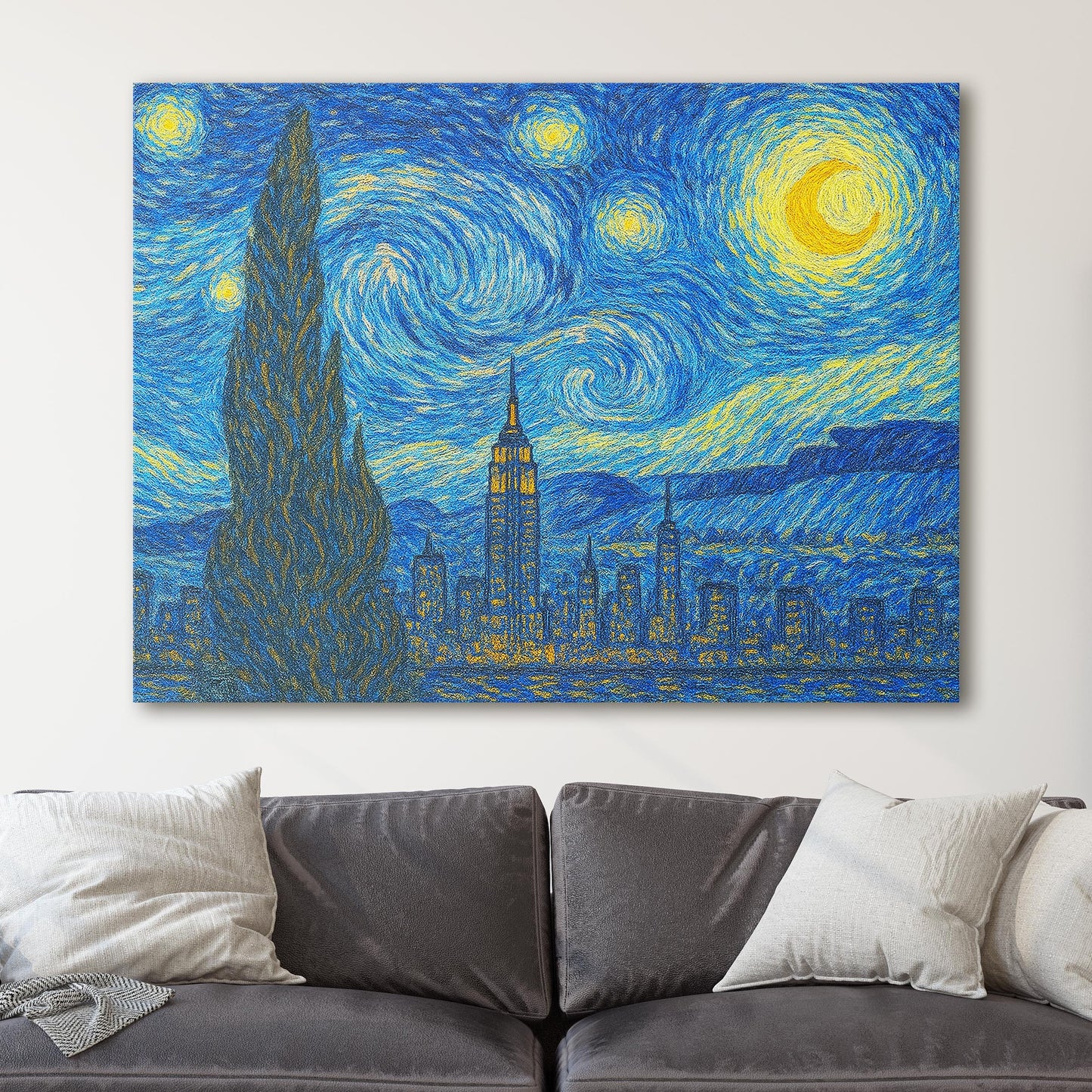 New York City Skyline Van Gogh Starry Night