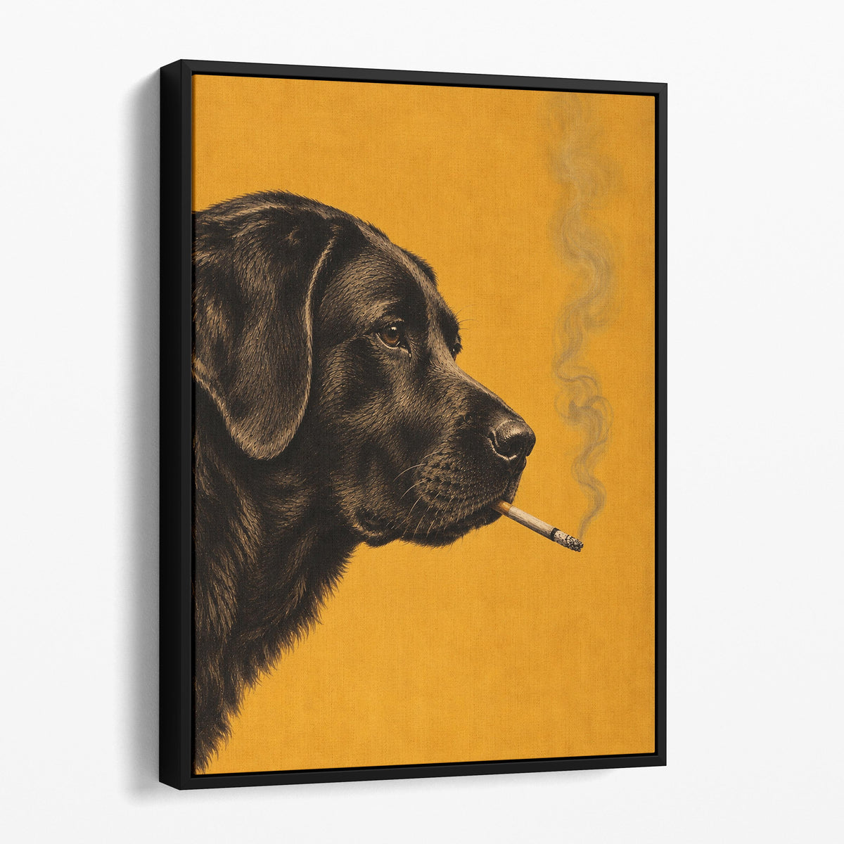 Black Labrador Smoking A Cigarette