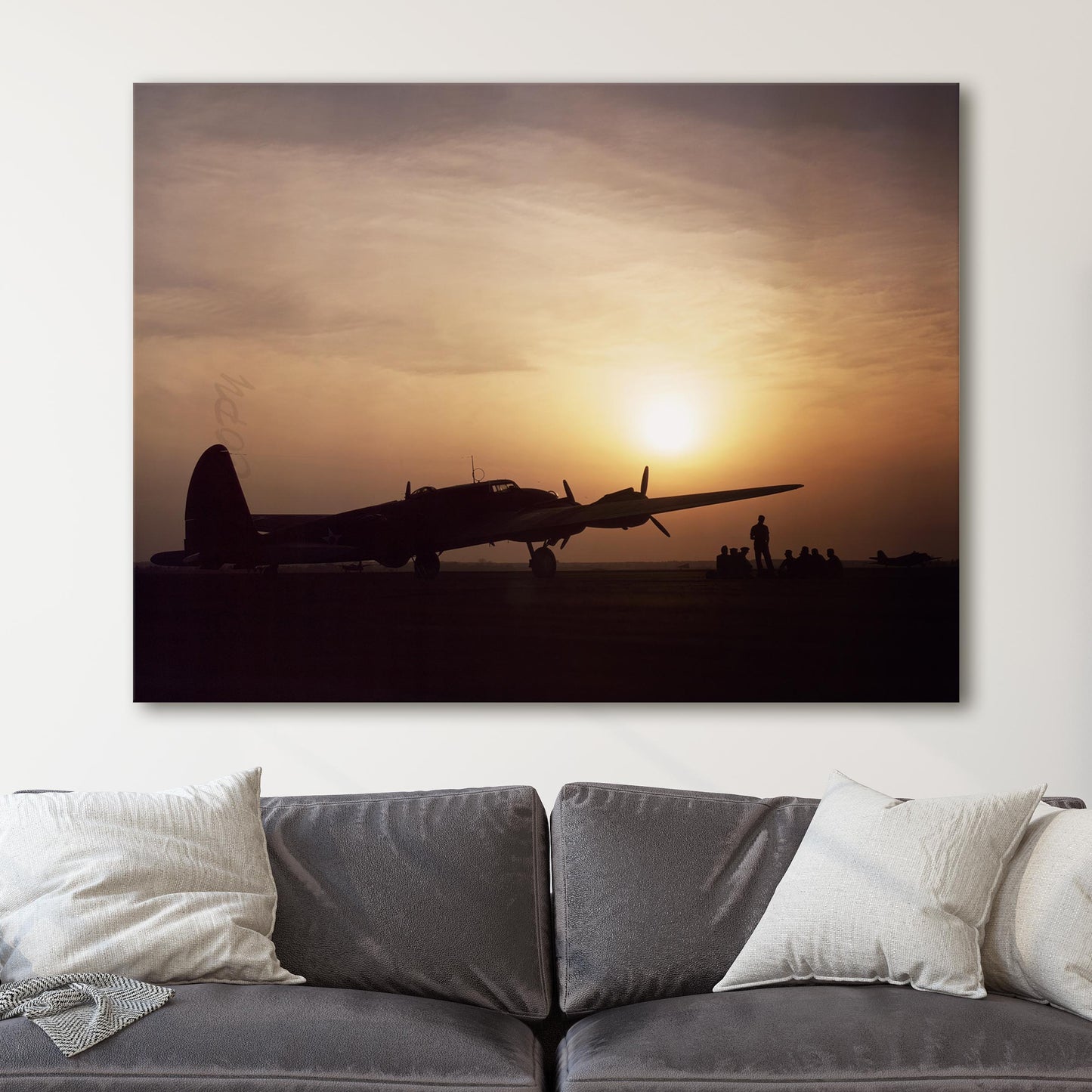 Sunset Silhouette of a B17 Flying Fortress, World War Two