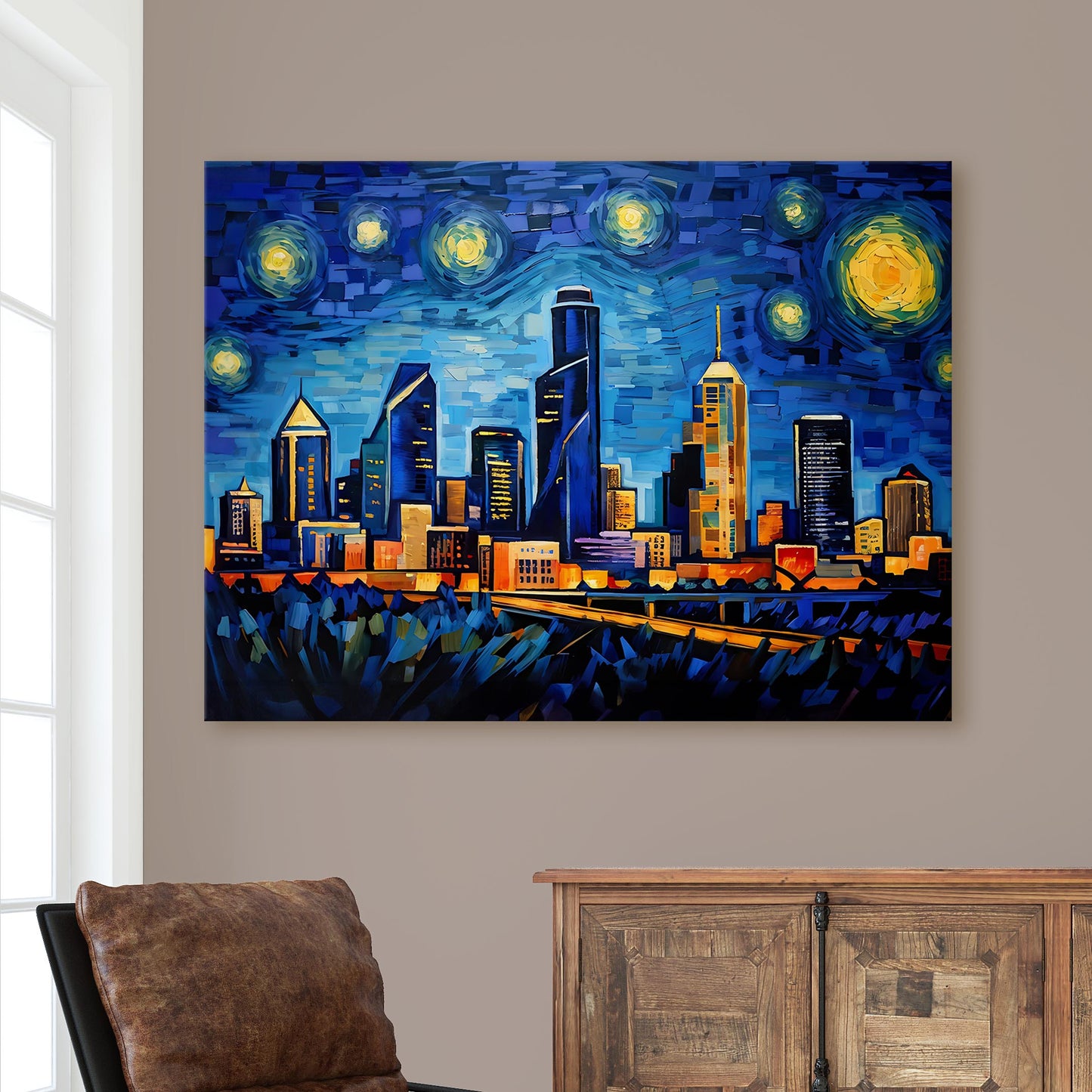 Dallas Skyline Van Gogh Starry Night