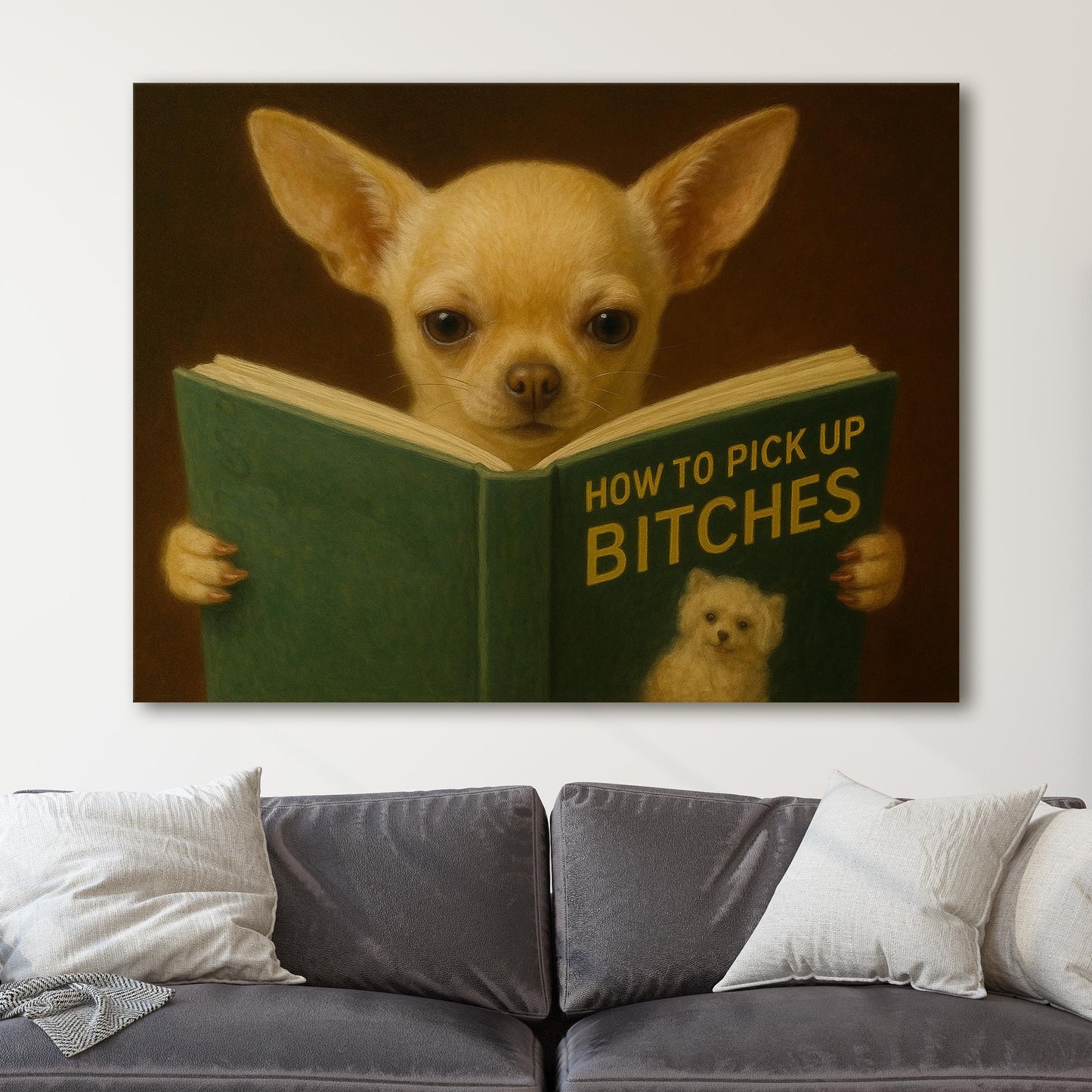 Chihuahua Dog Reading Dating Book