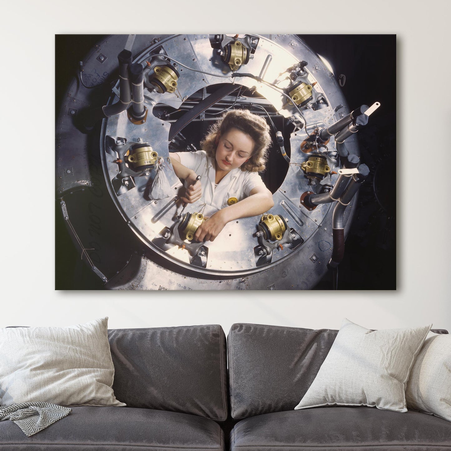 Woman Assembles a B25 Bomber Airplane, World War Two