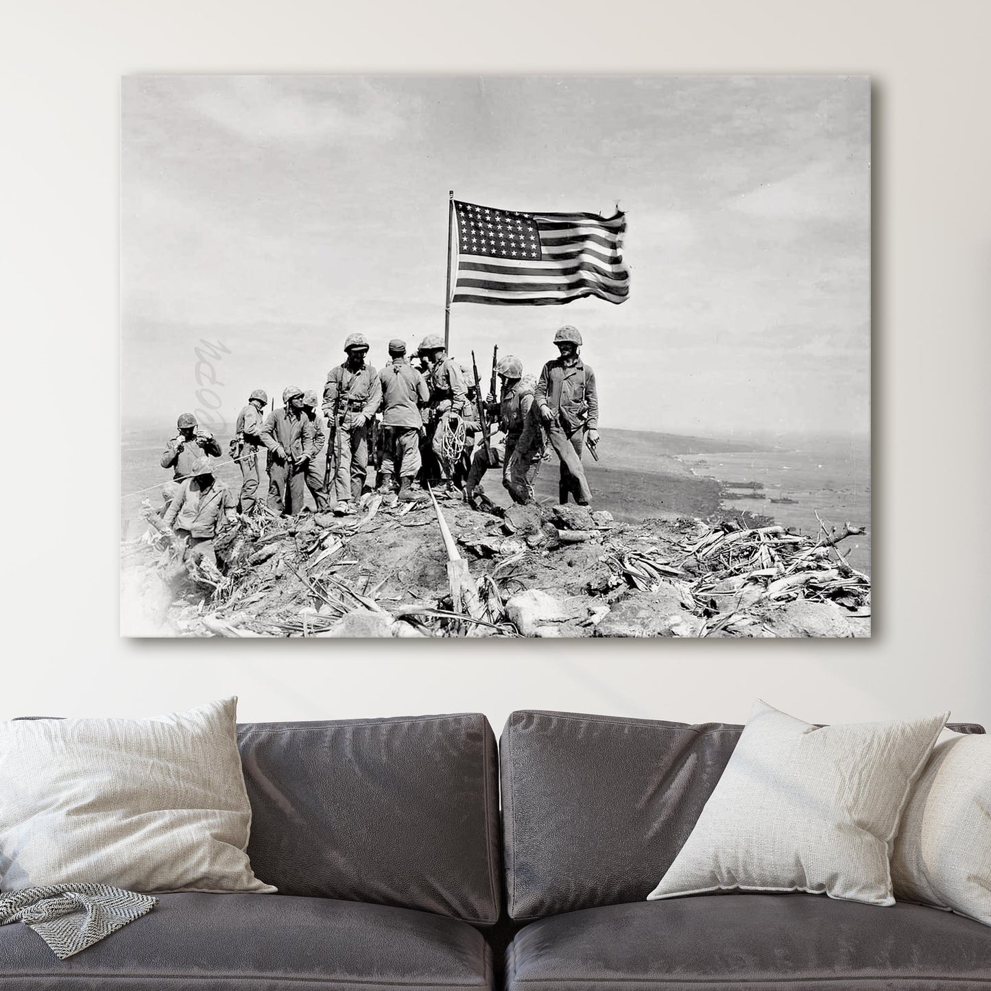 U.S. Marines Raise The American Flag Atop Mount Suribachi On Iwo Jima
