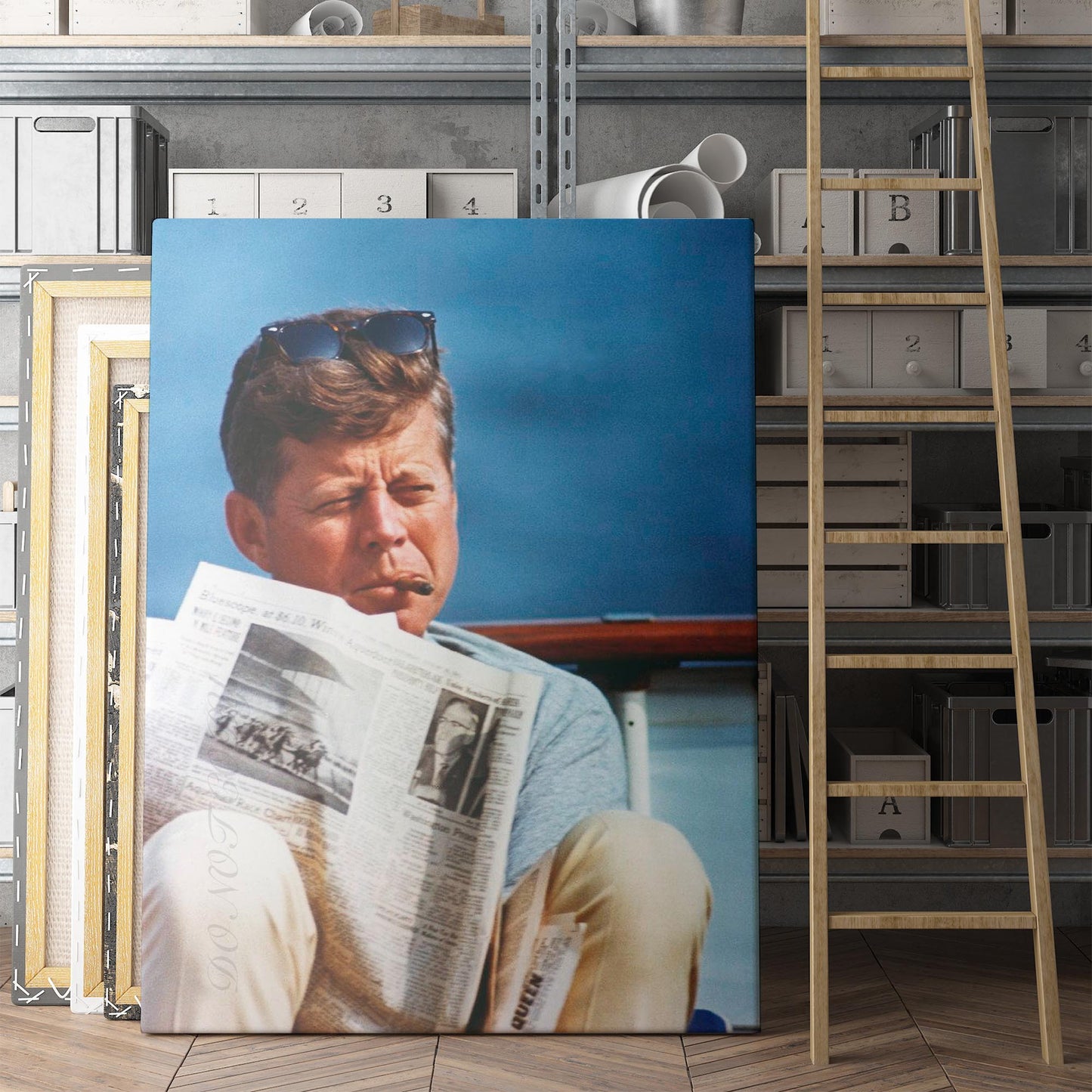 JFK Smoking A Cigar Reading The Newspaper