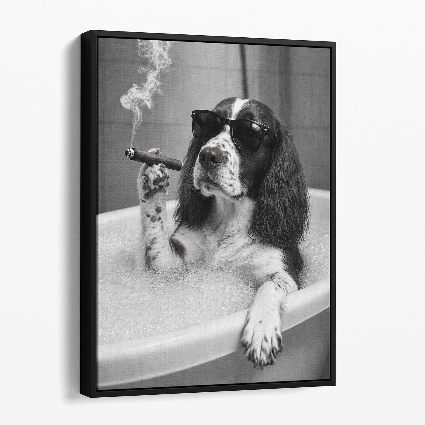 English Springer Spaniel Dog Bathtub Cigar