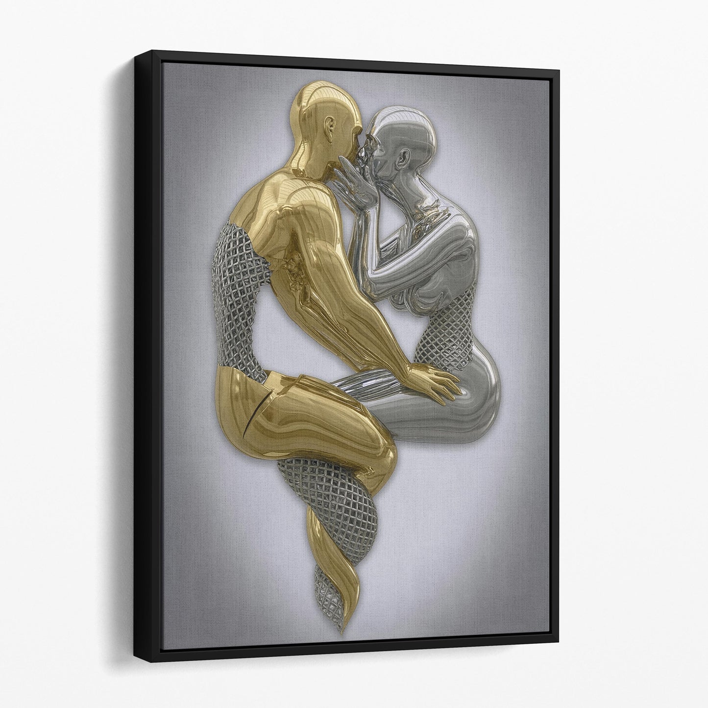 Gold And Silver Metal Couple 3D Love Abstract