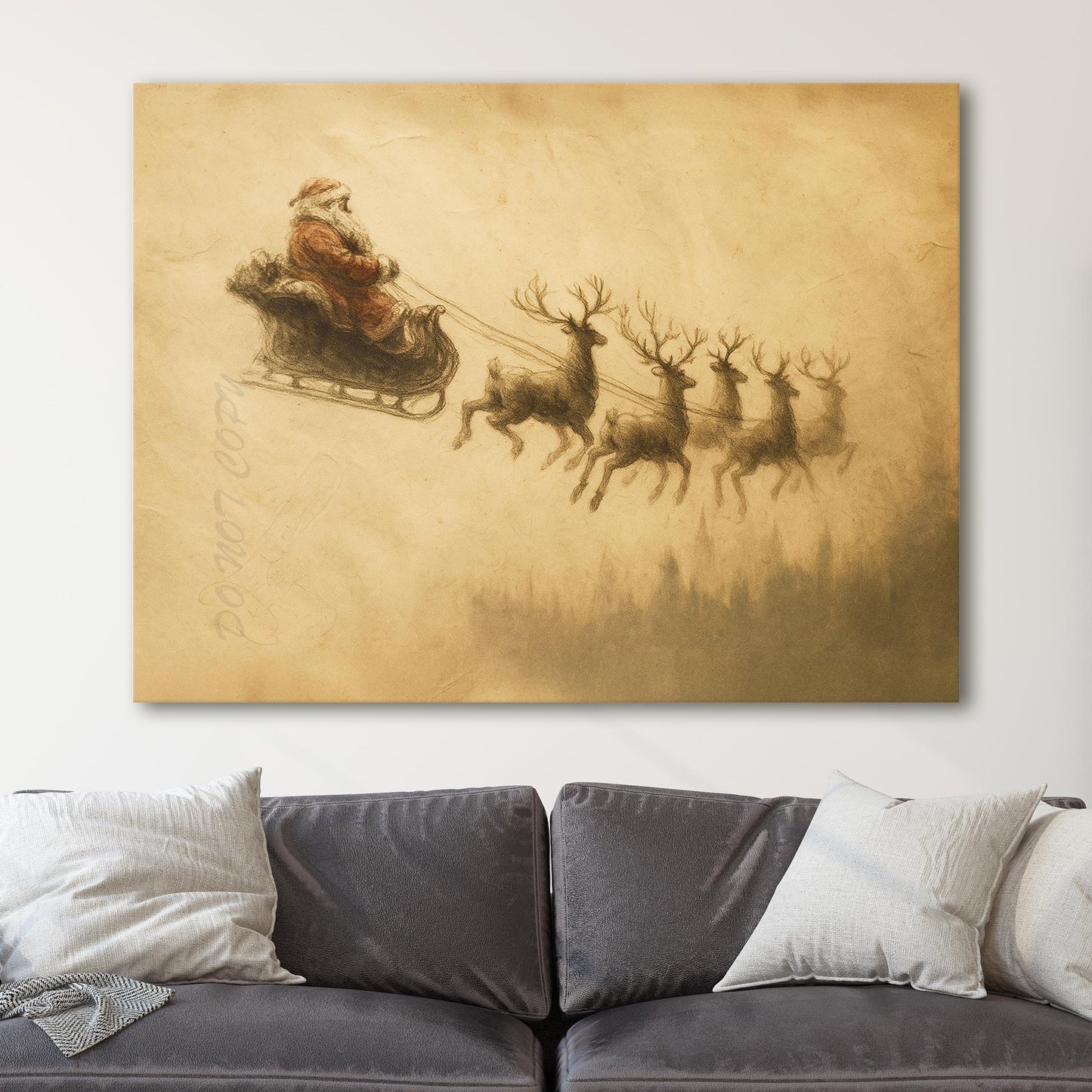 Vintage Santa Claus Sleigh With Reindeer II