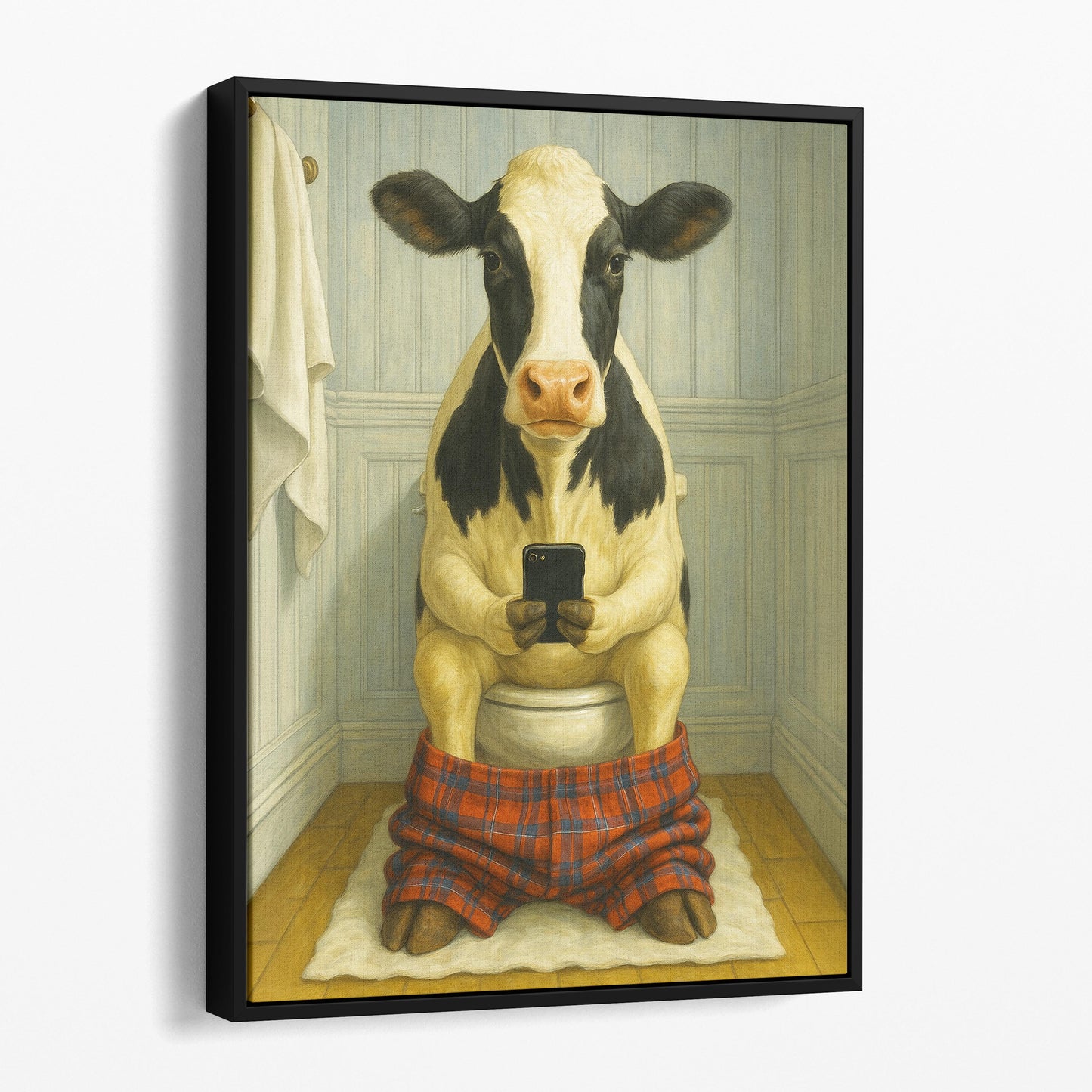 Cow On The Phone On The Toilet