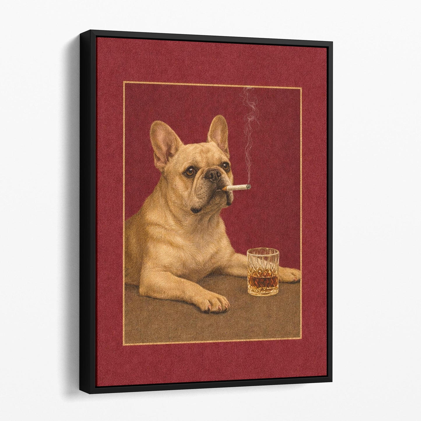 French Bulldog Drink and a Cigarette