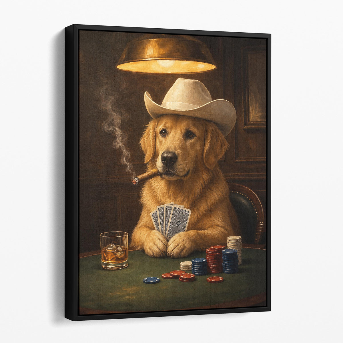 Golden Retriever Dog Playing Cards