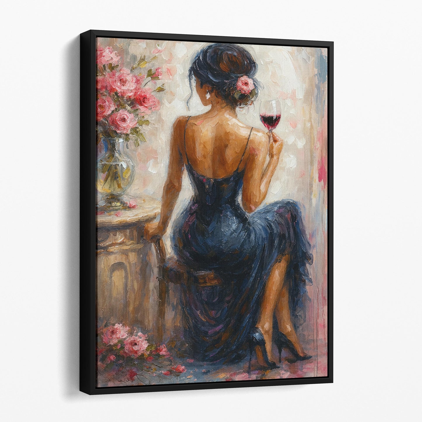 Elegant Woman With Glass Of Red Wine