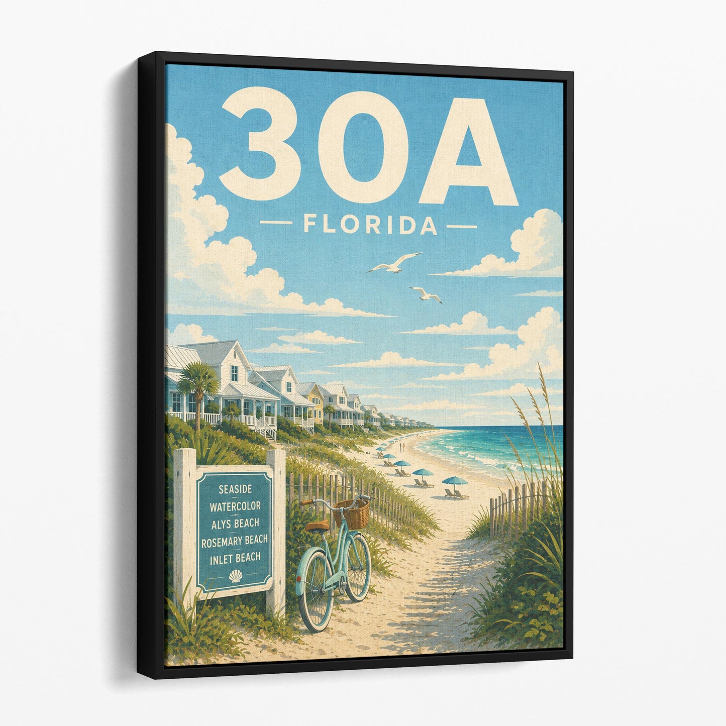 30A Florida Vintage Travel Poster