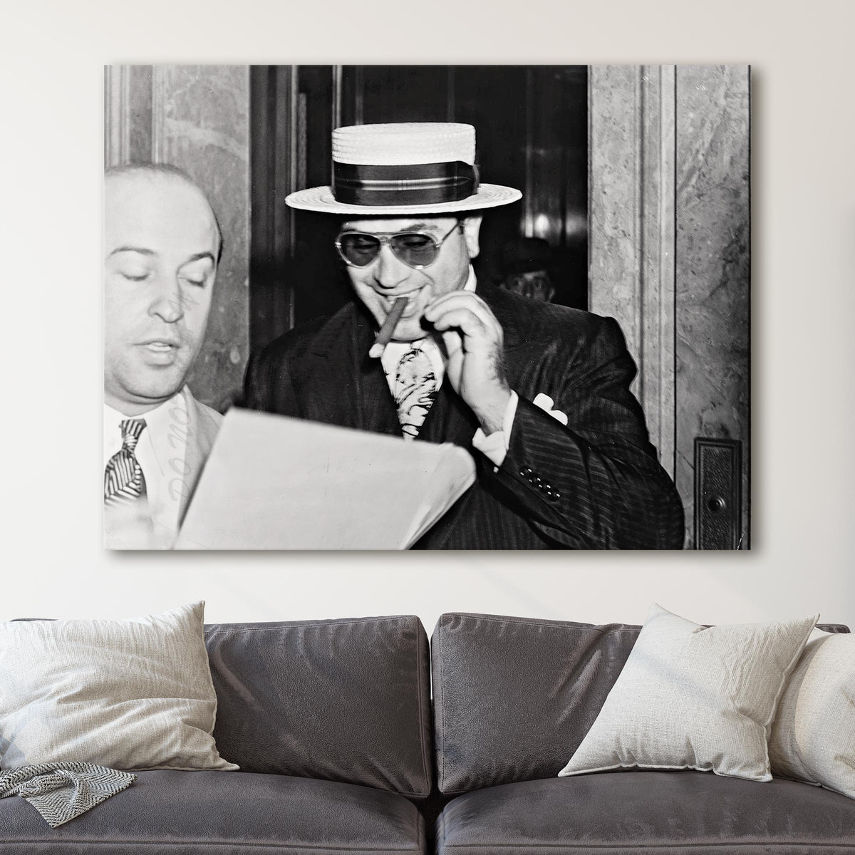 Al Capone Smoking a Cigar After Court Hearing