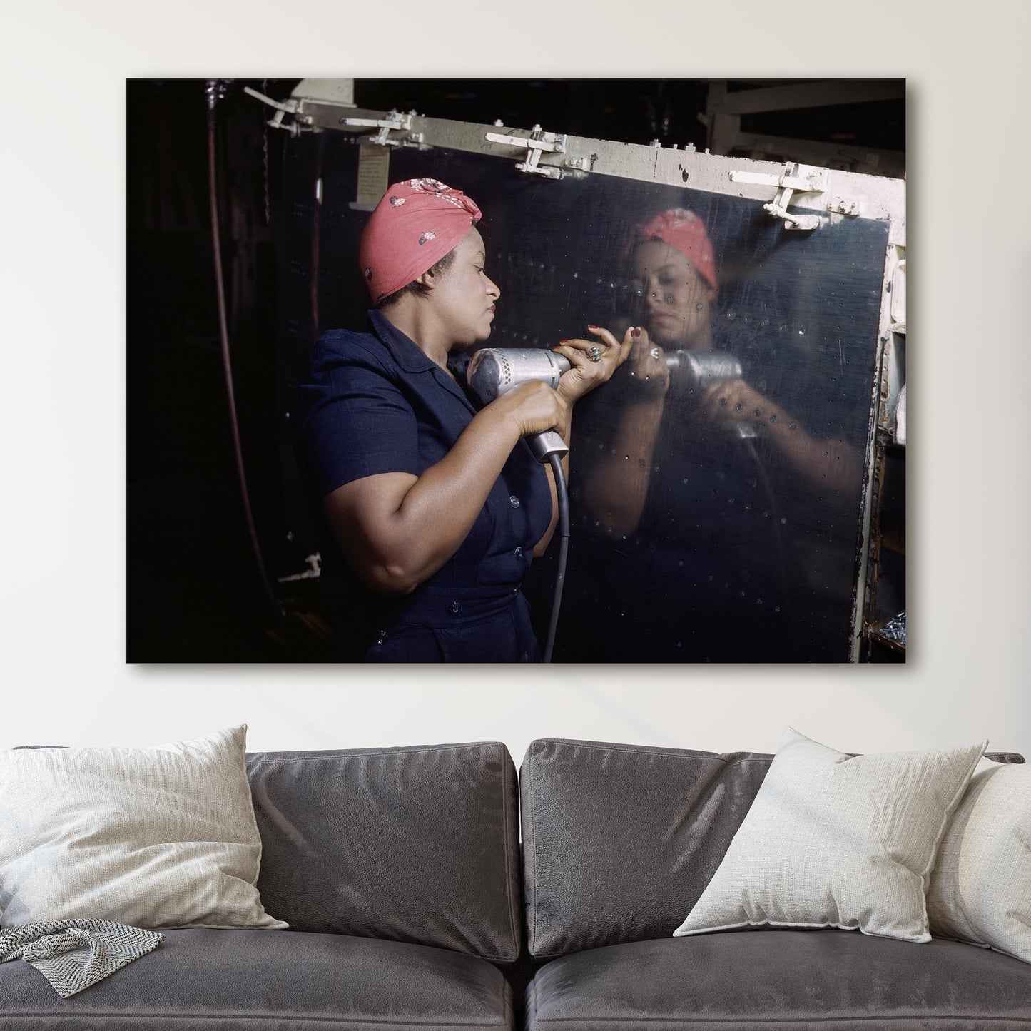 A Real-Life "Rosie the Riveter" Working On An A-31 Vengeance Dive Bomber Airplane 1943, World War Two