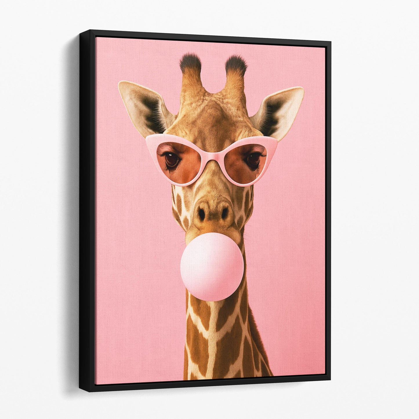 Giraffe Pink Sunglasses Blowing Bubble Gum