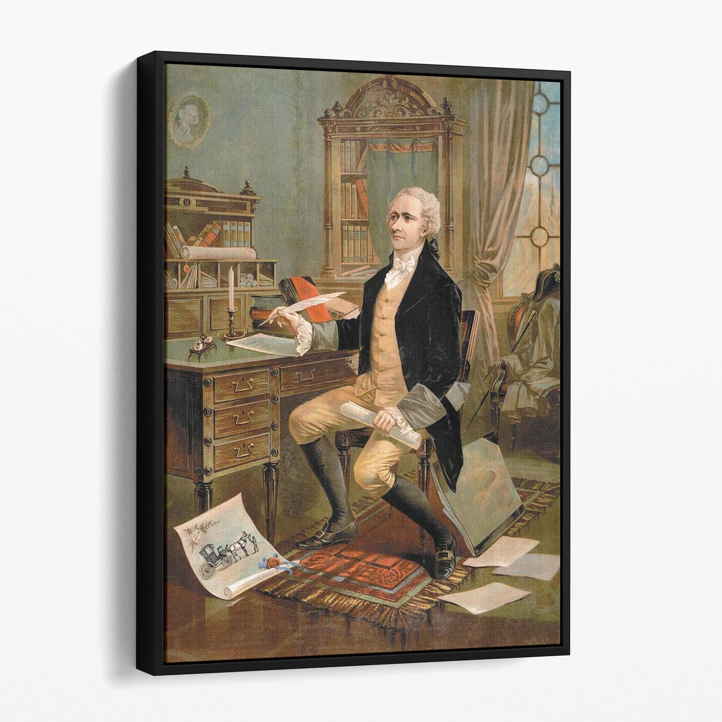 Alexander Hamilton making the first draft of the Constitution for the United States, 1787