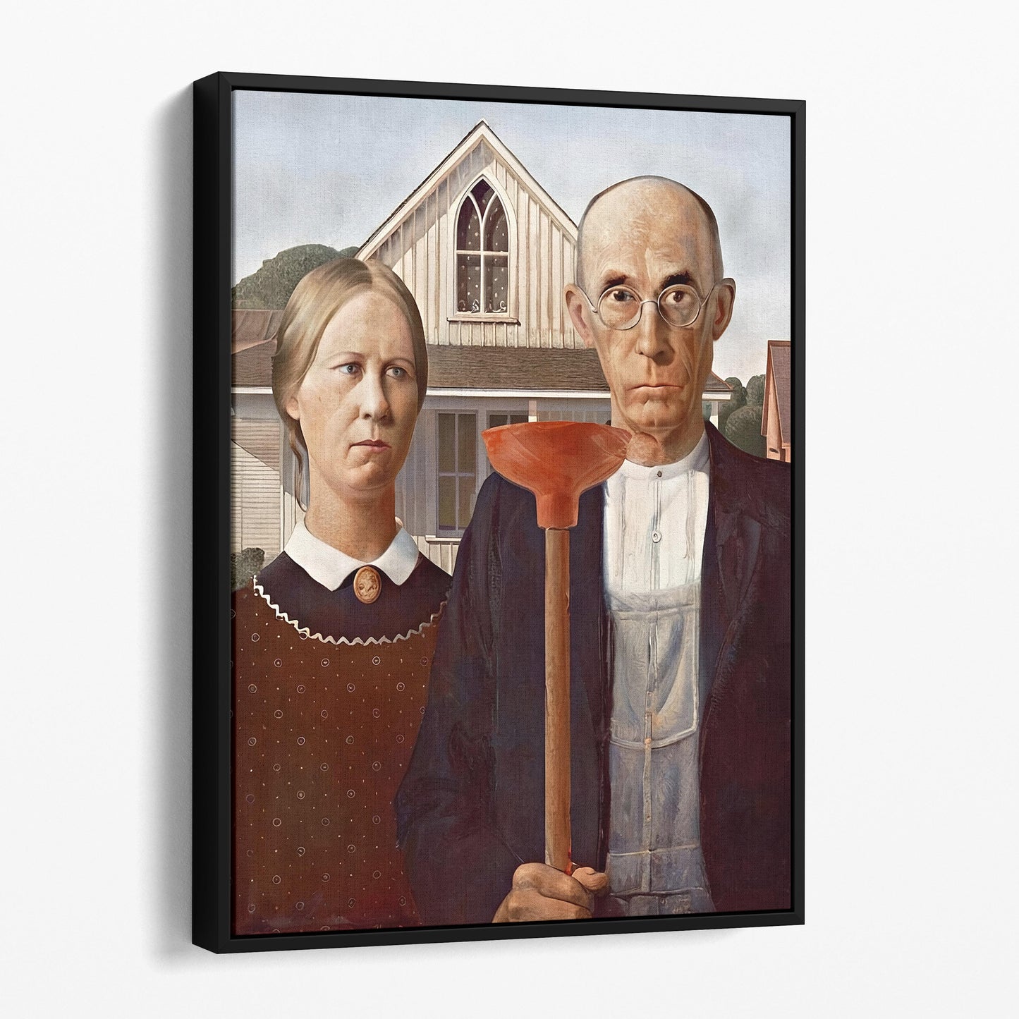 American Gothic With Toilet Plunger