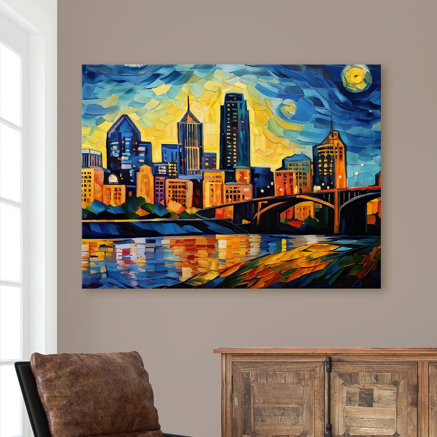 Cincinnati Skyline Van Gogh Starry Night