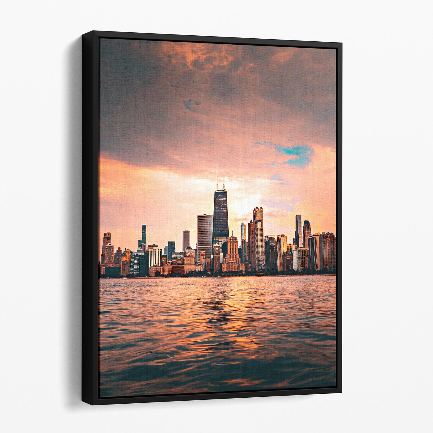 Chicago City Skyline Over Lake Michigan